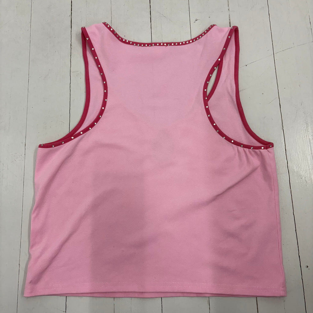 Pink Butterfly Rhinestone Tank Top