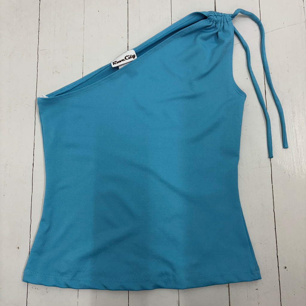 Blue One-Shoulder Y2K Top