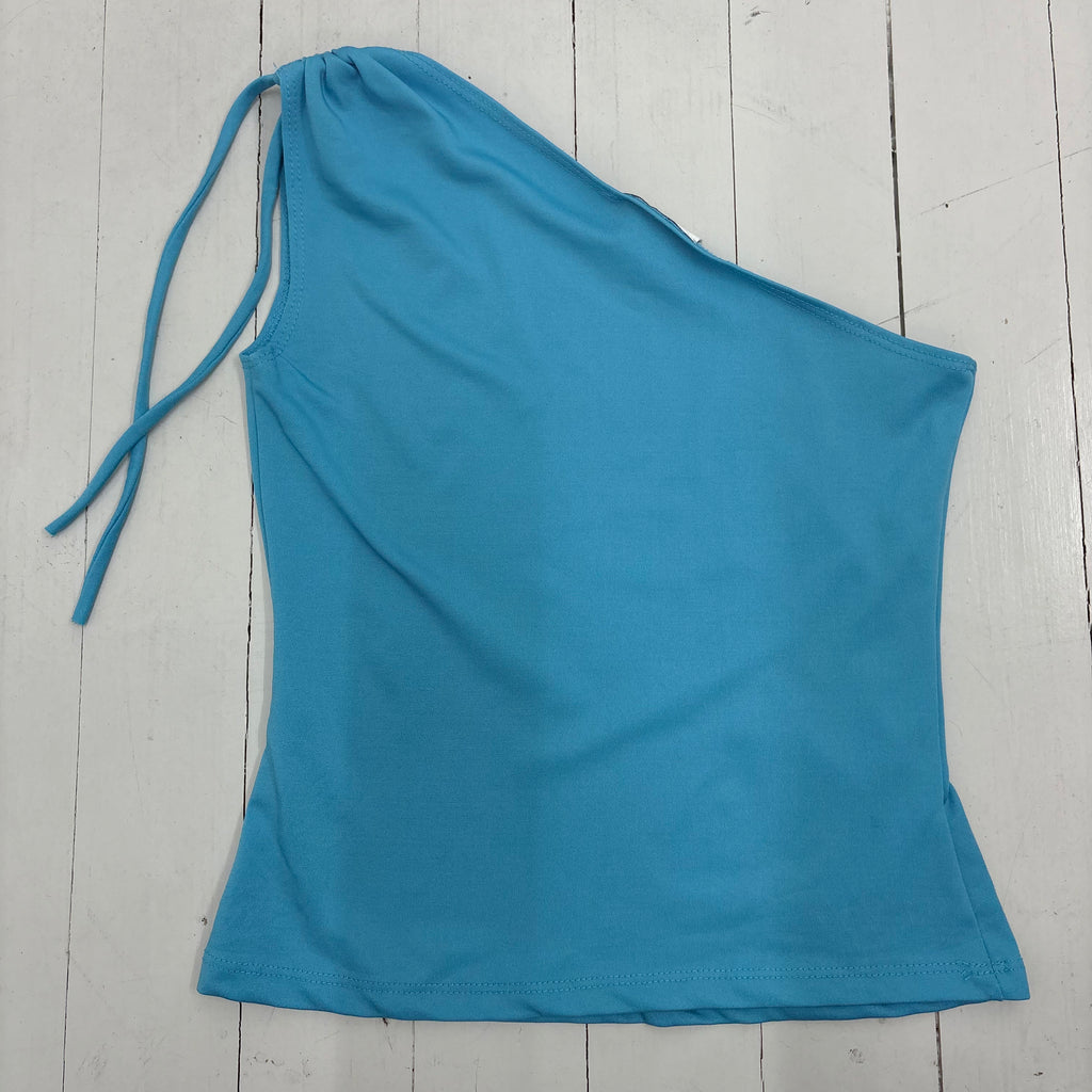 Blue One-Shoulder Y2K Top