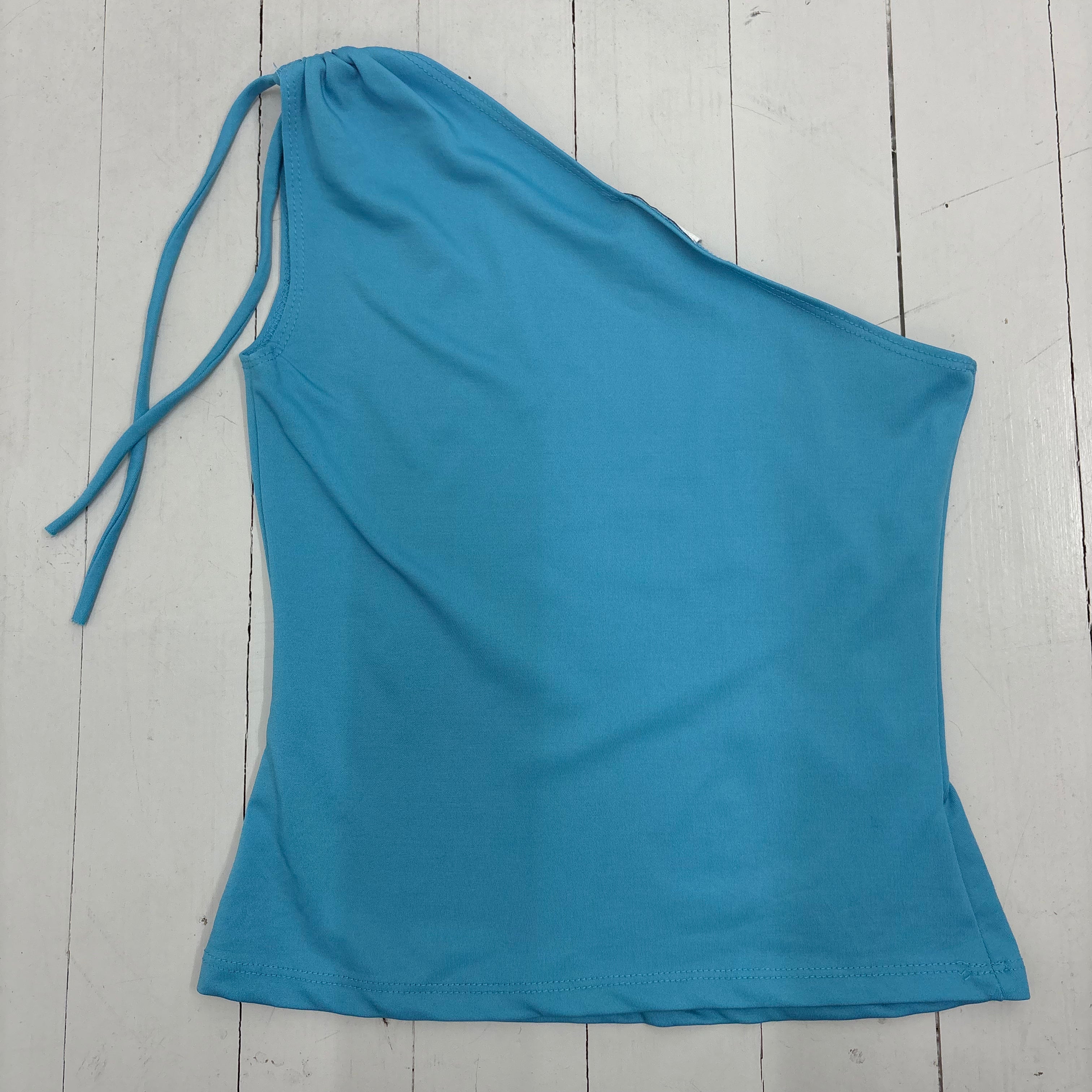 Blue One-Shoulder Y2K Top