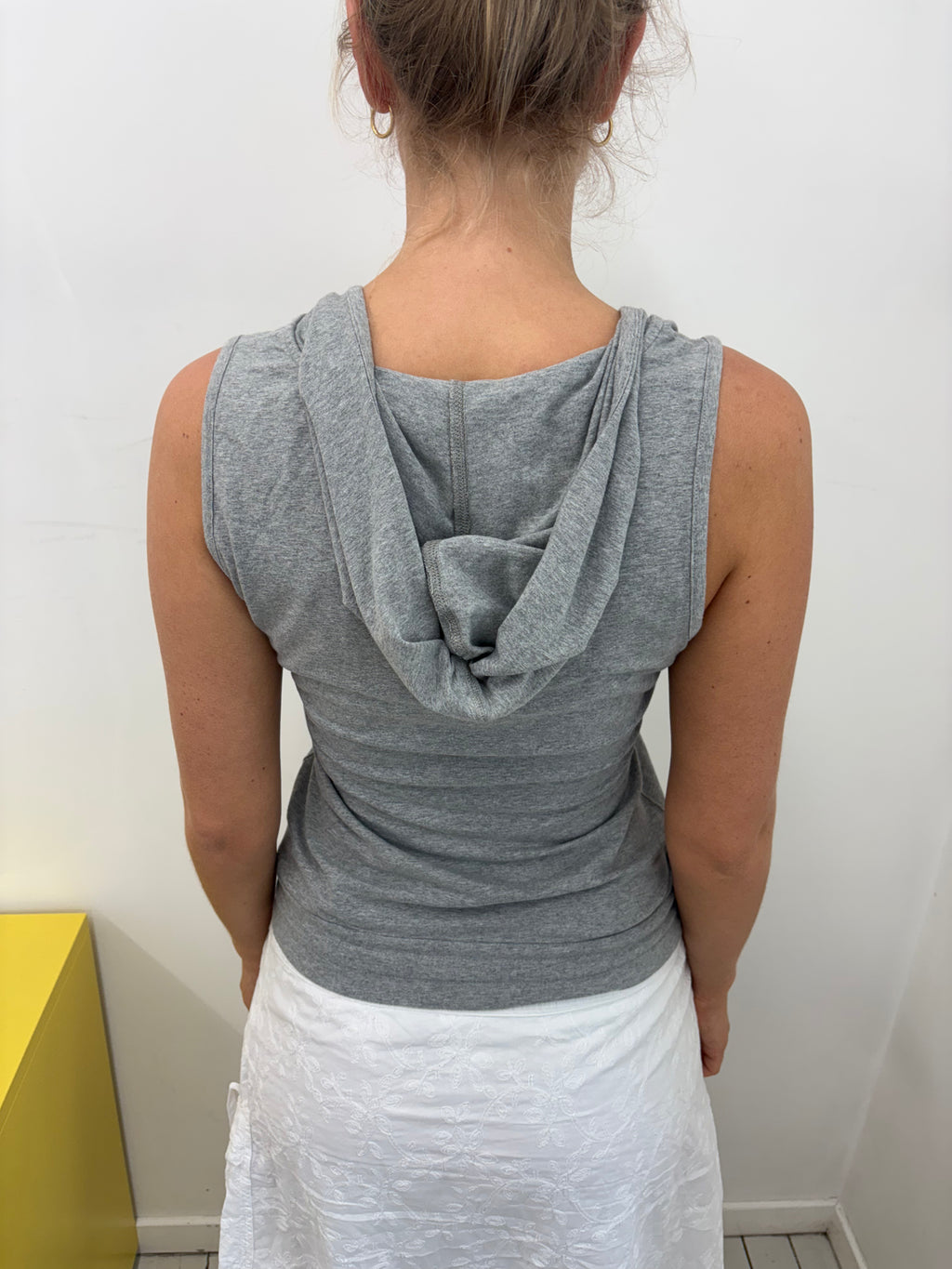 Vintage Champion Grey Hooded Sleeveless Tank Top Y2K