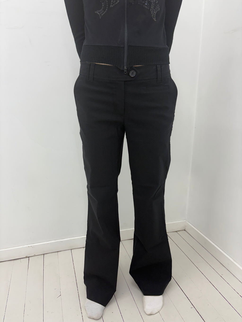 Black Low-Rise Tailored Y2K Trousers