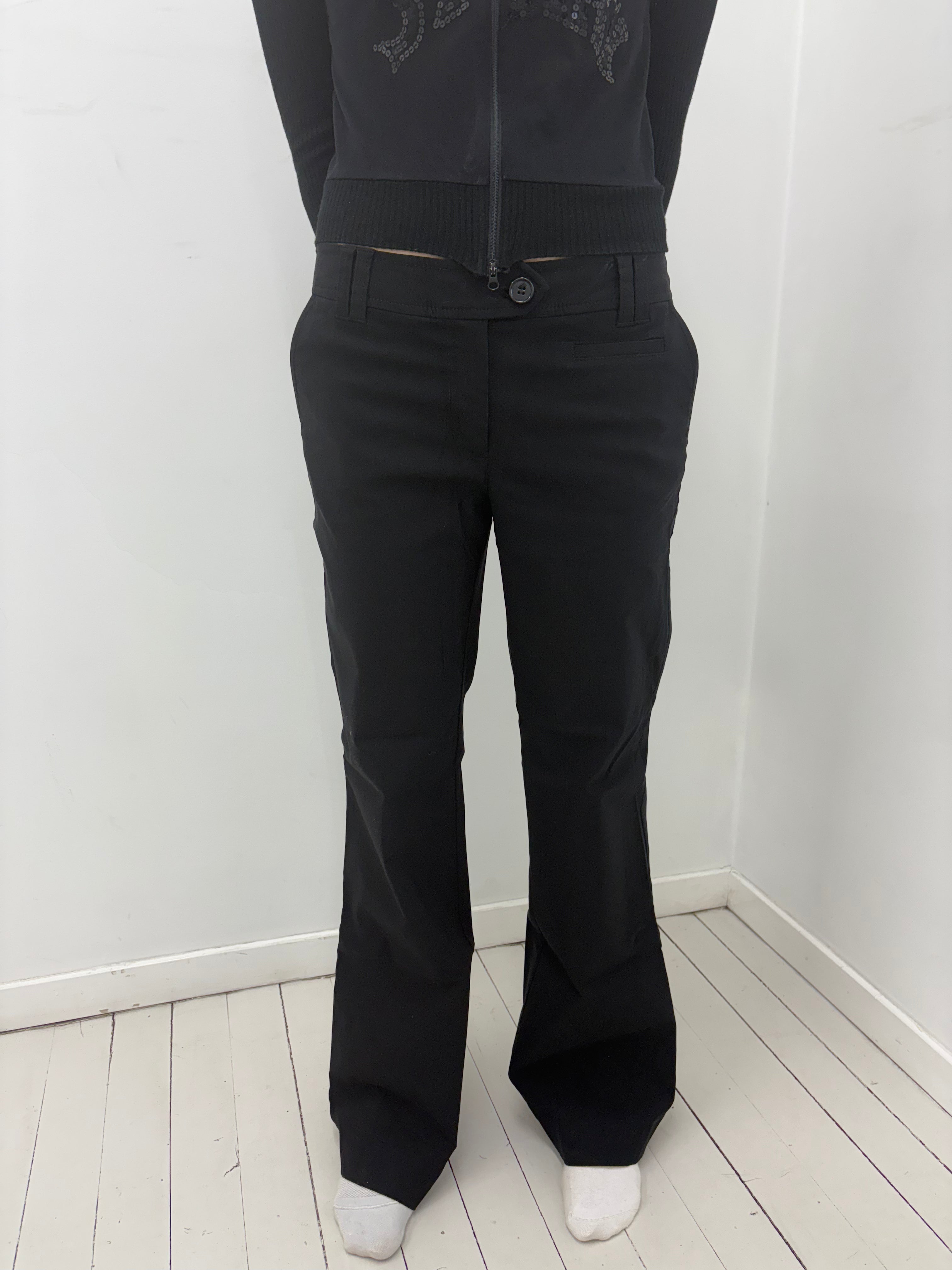 Black Low-Rise Tailored Y2K Trousers