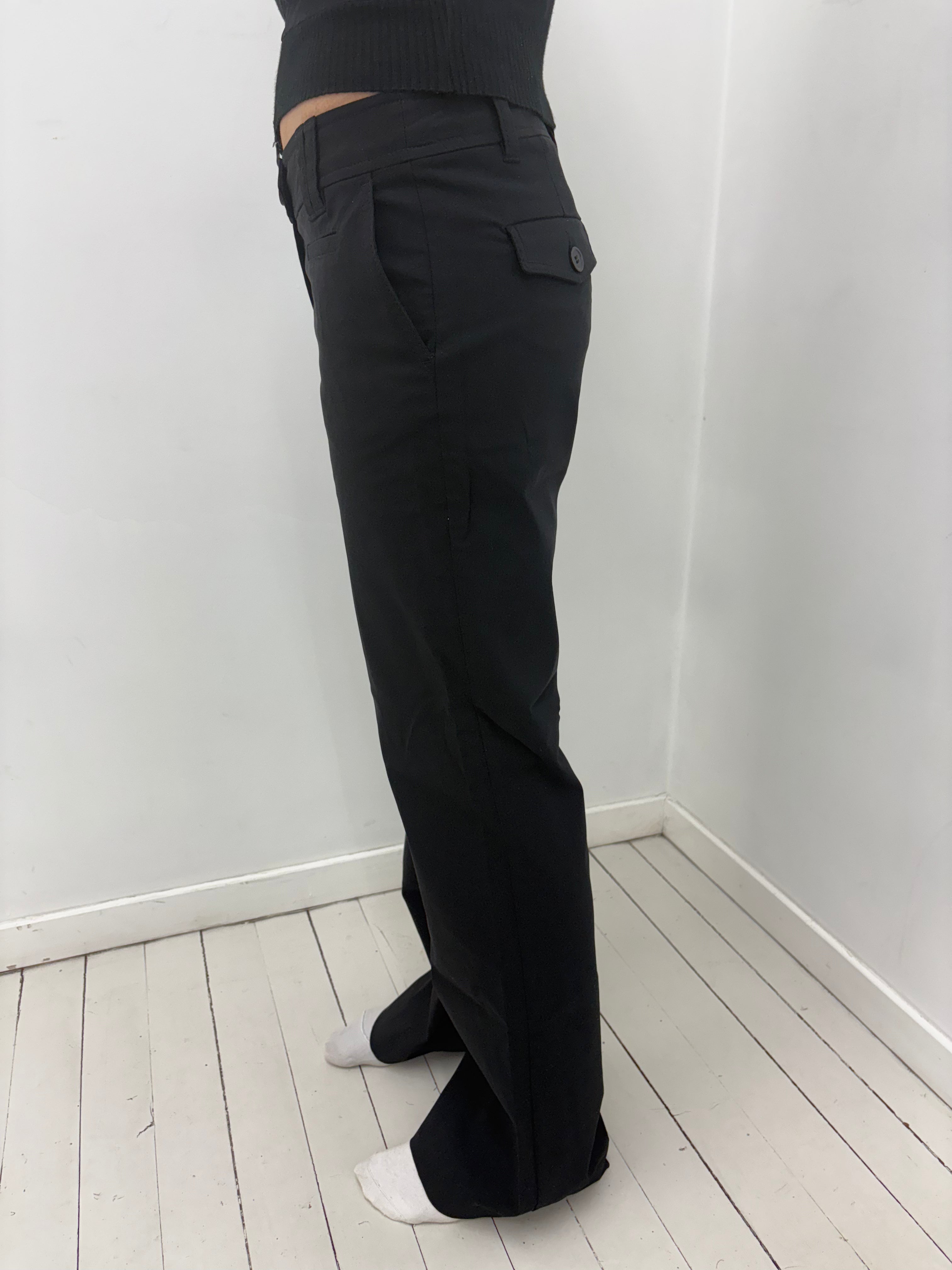 Black Low-Rise Tailored Y2K Trousers