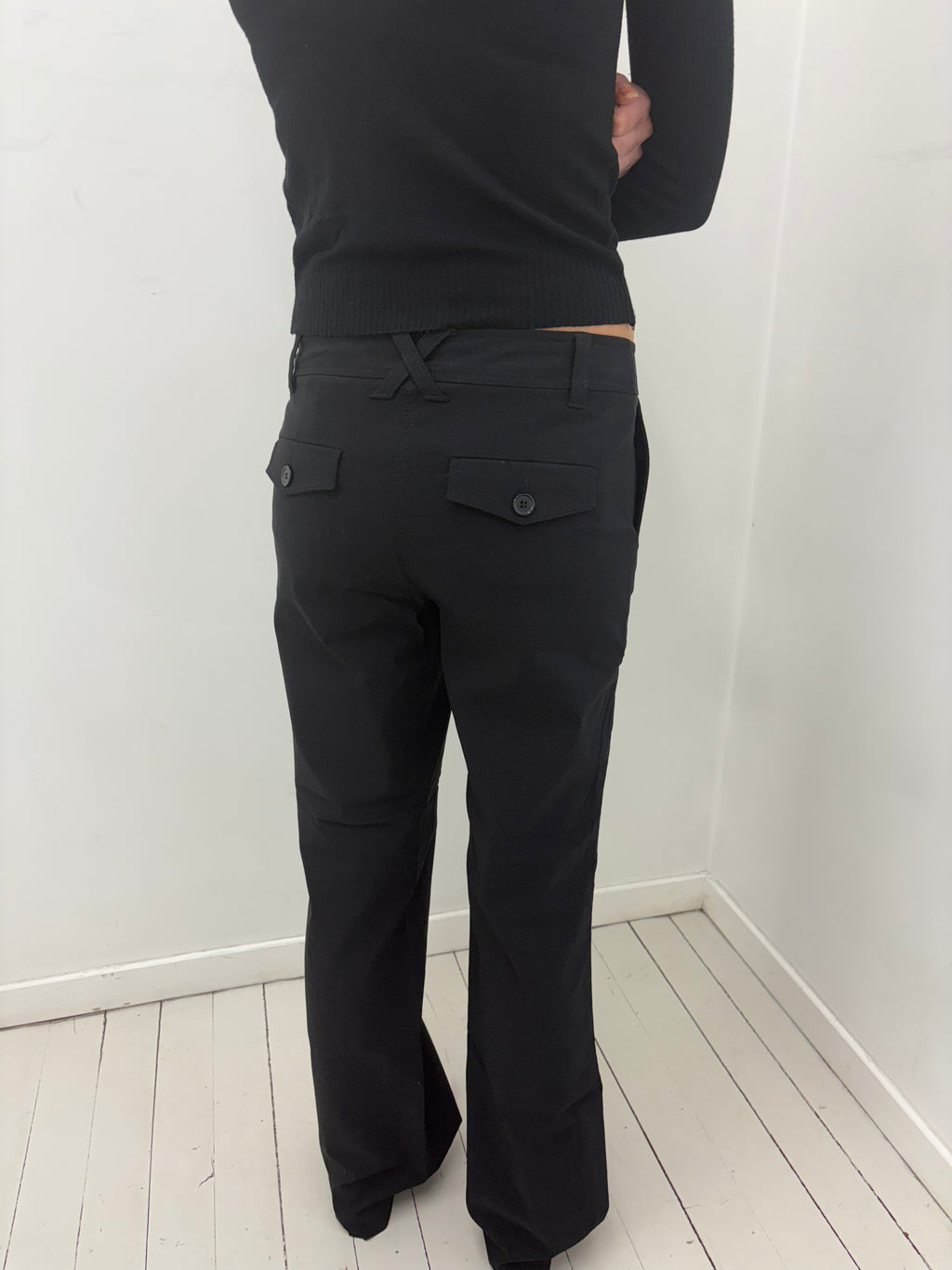 Black Low-Rise Tailored Y2K Trousers