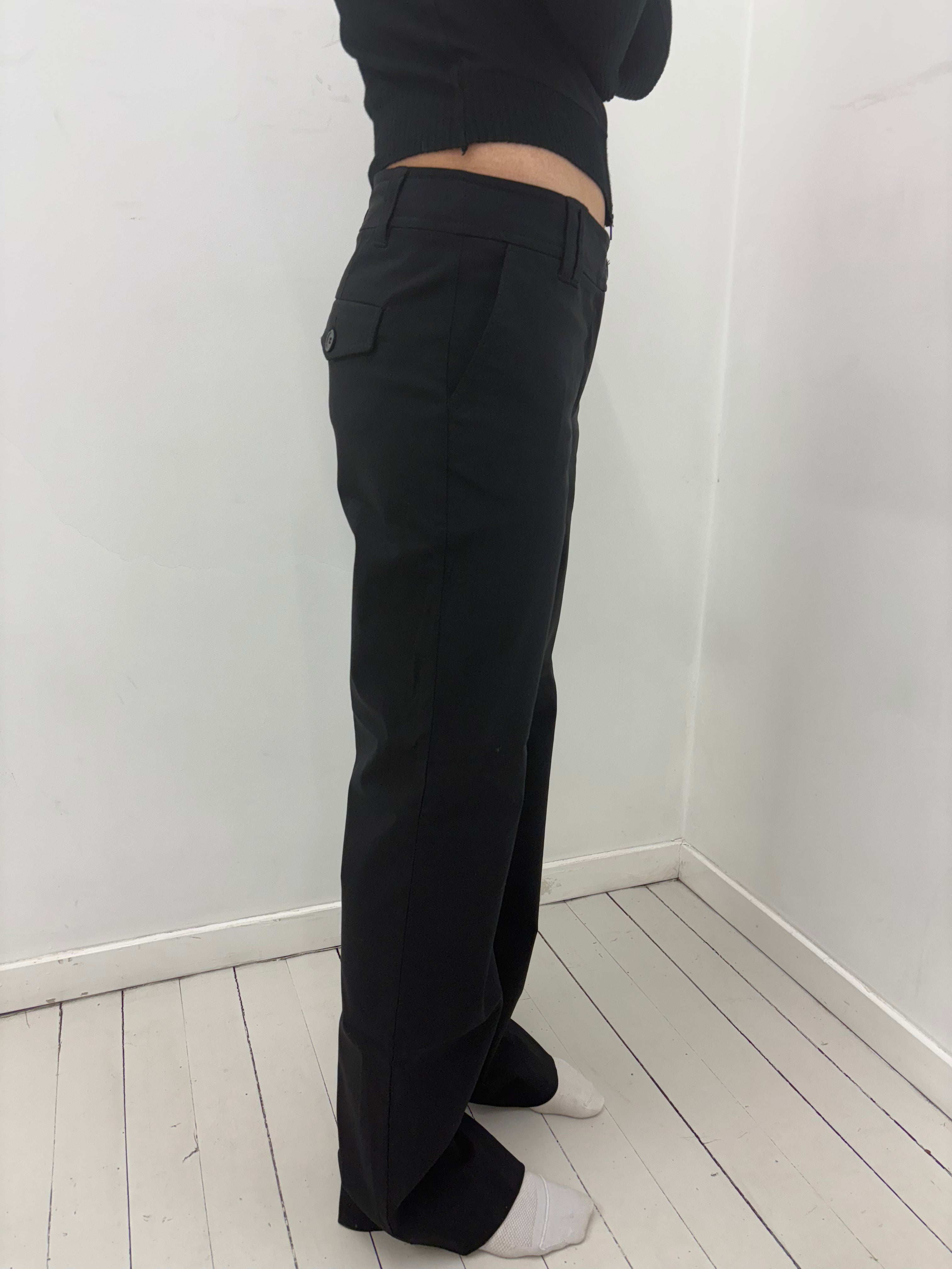 Black Low-Rise Tailored Y2K Trousers