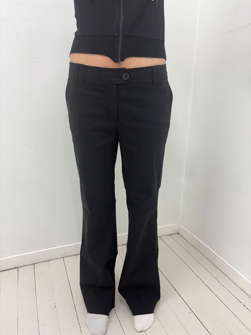 Black Low-Rise Tailored Y2K Trousers