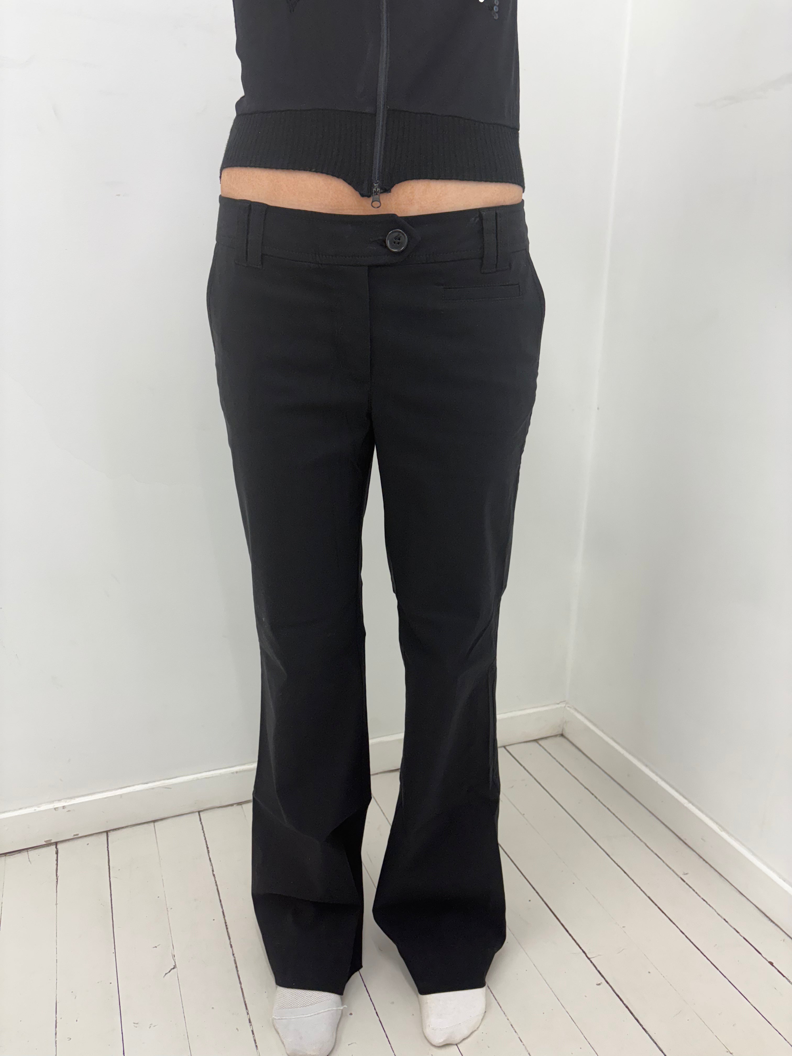 Black Low-Rise Tailored Y2K Trousers