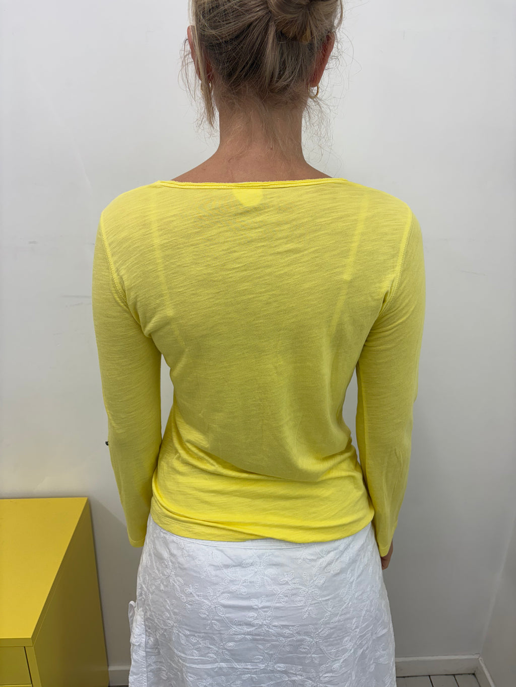 Sunshine Yellow Burnout Long Sleeve Fitted Top Y2K