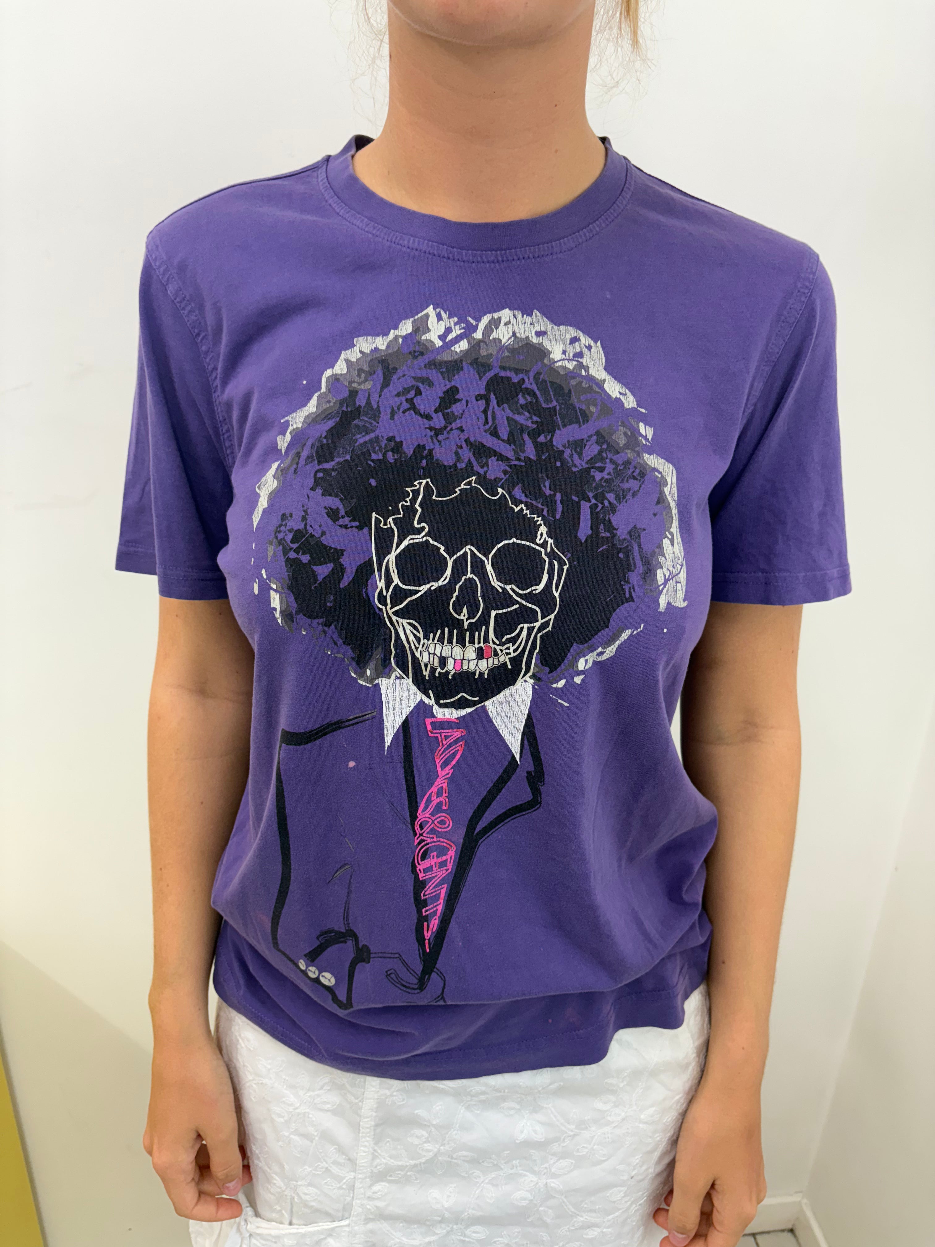 Vintage Puma Purple Skull Afro Graphic Tee Y2K