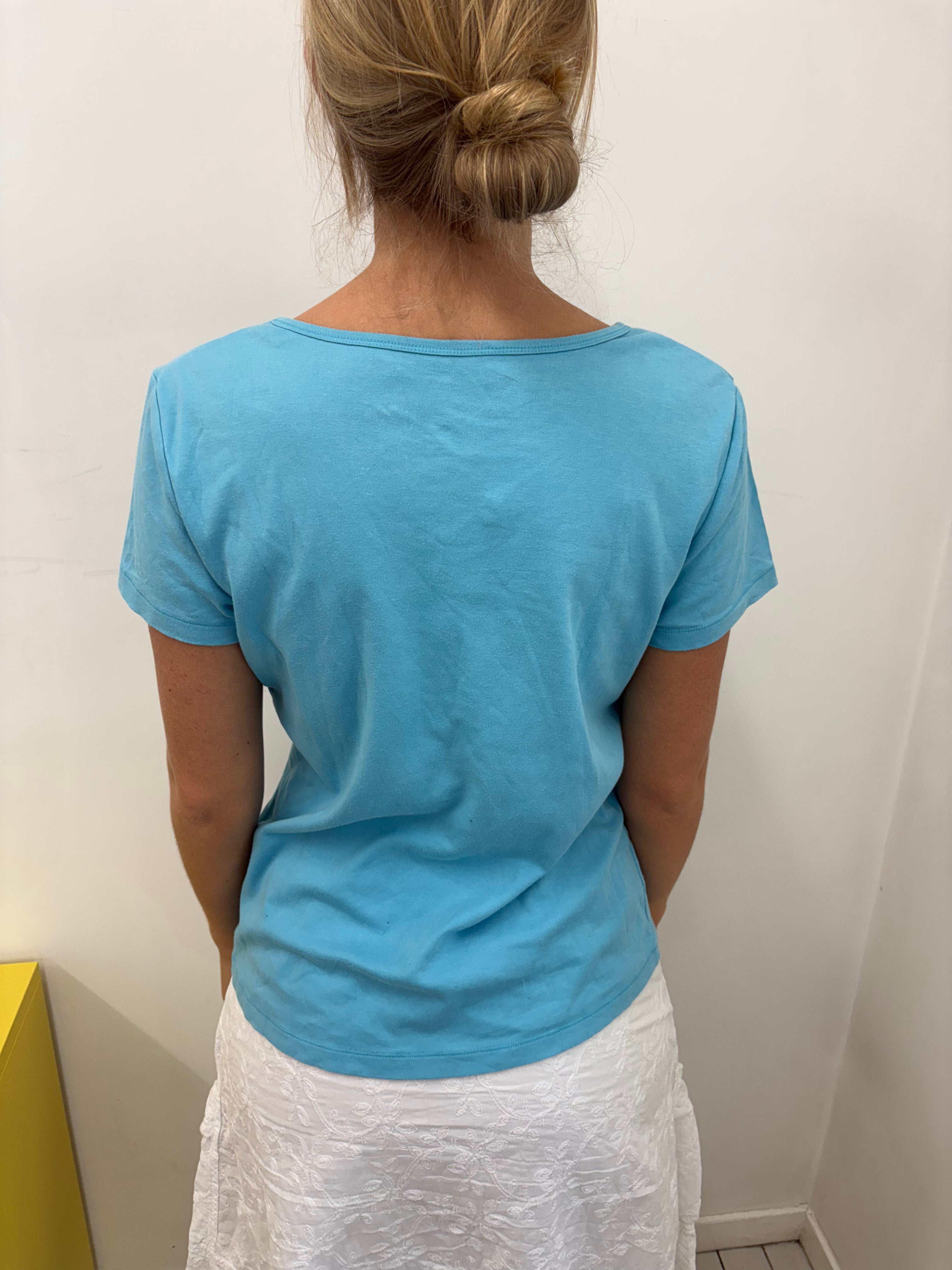 Sky Blue Velour Fitted Baby Tee Vintage Y2K