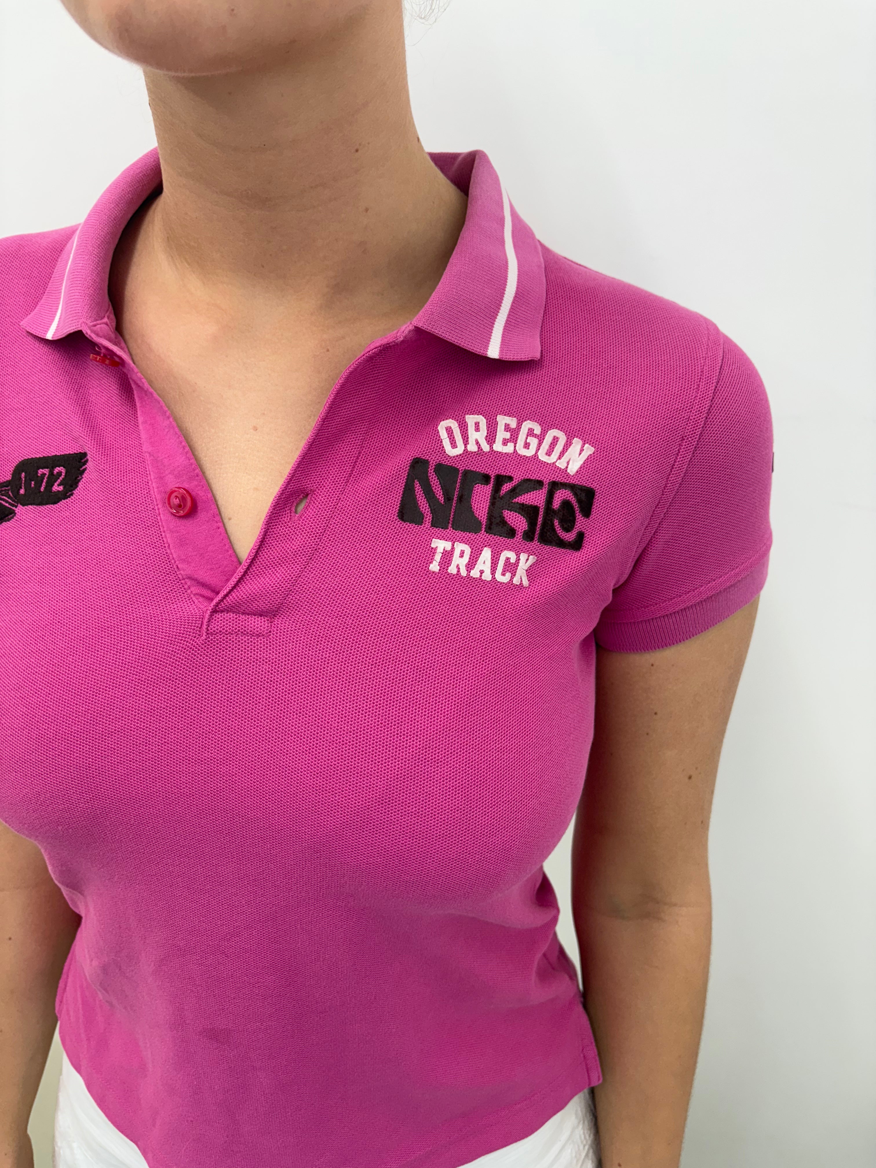Vintage Nike Oregon Track Pink Polo Shirt Y2K
