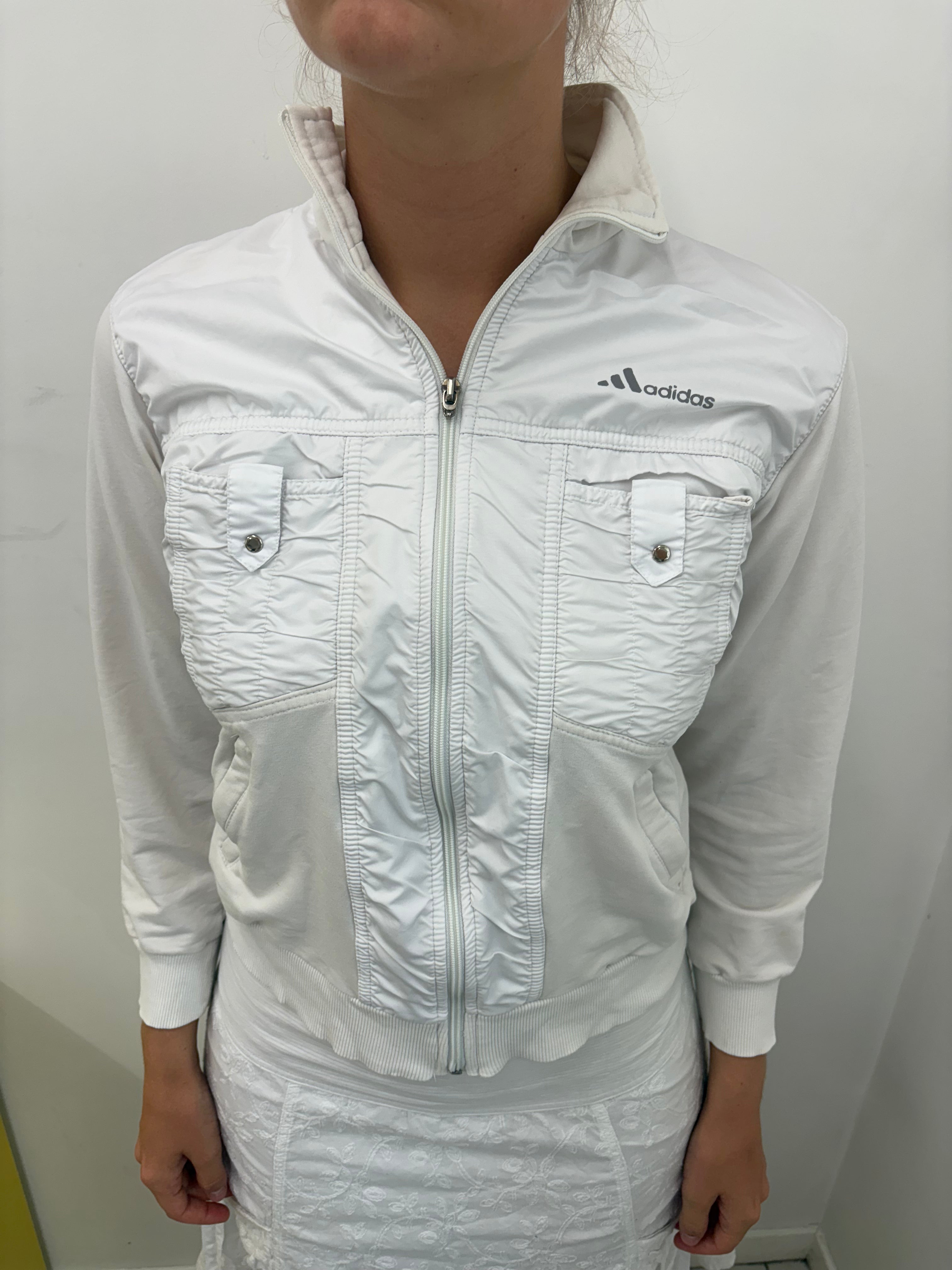 Vintage Adidas White Zip-Up Track Jacket Y2K