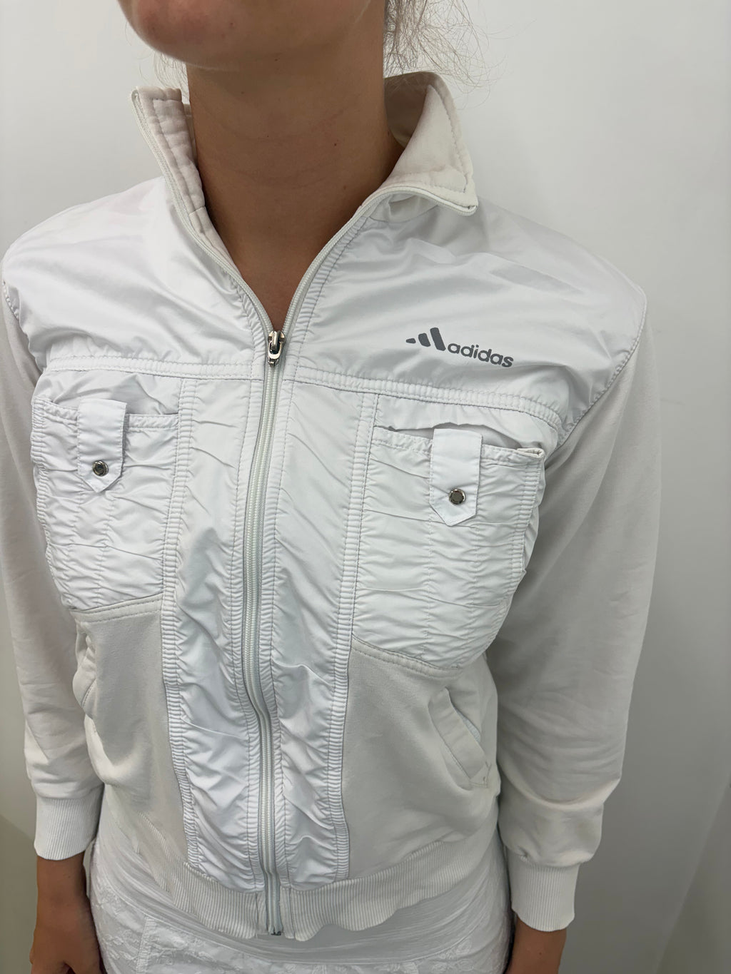 Vintage Adidas White Zip-Up Track Jacket Y2K
