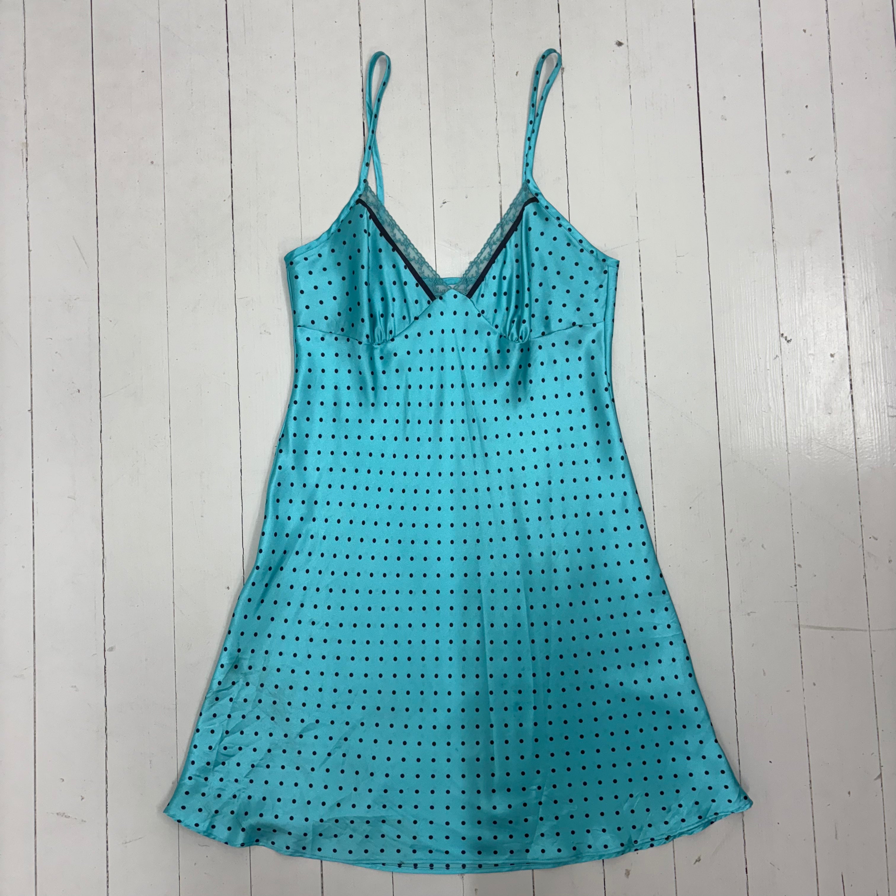 Turquoise Polka Dot Slip Dress