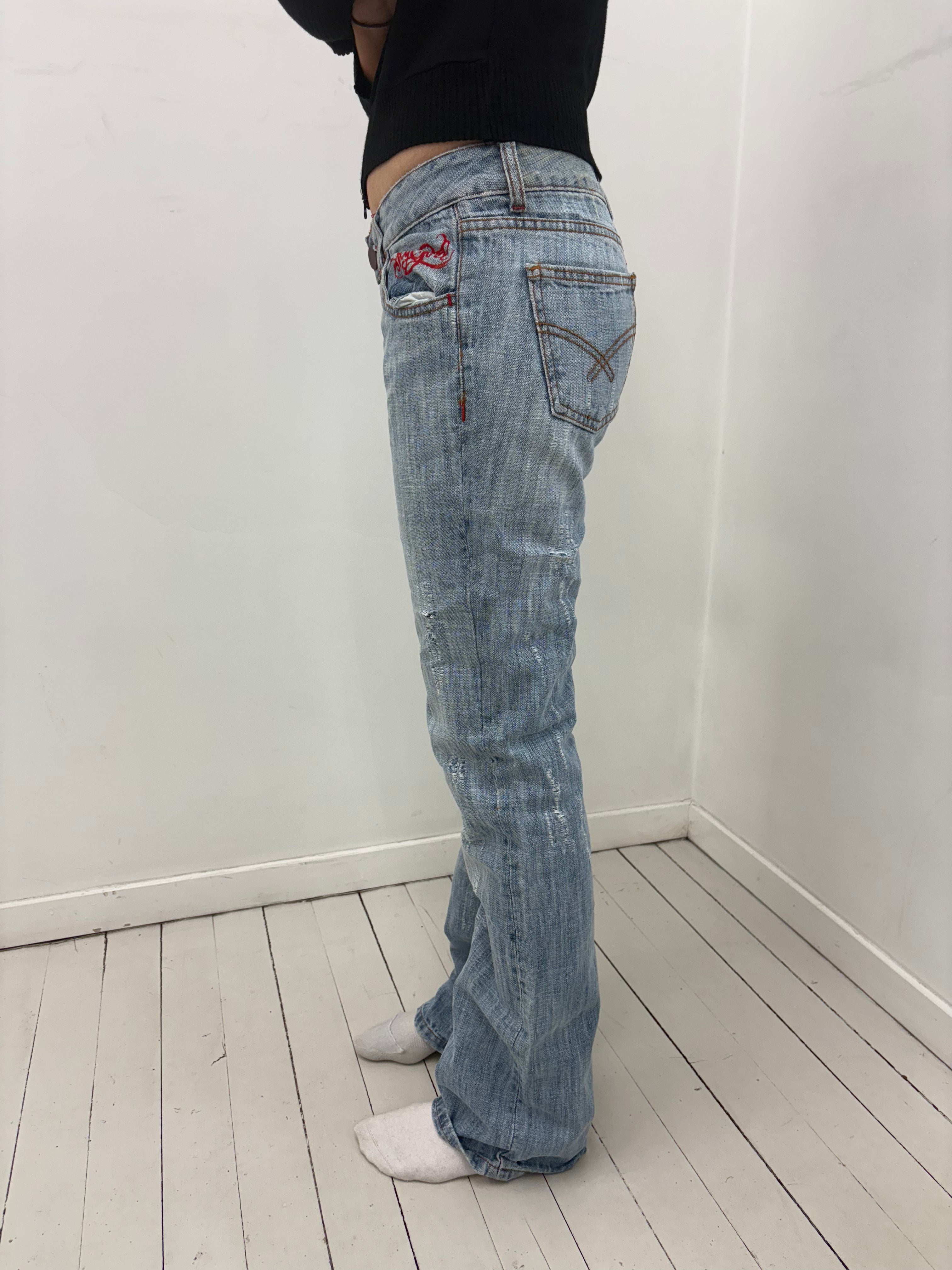 Low-Rise Washed Bootcut Y2K Jeans