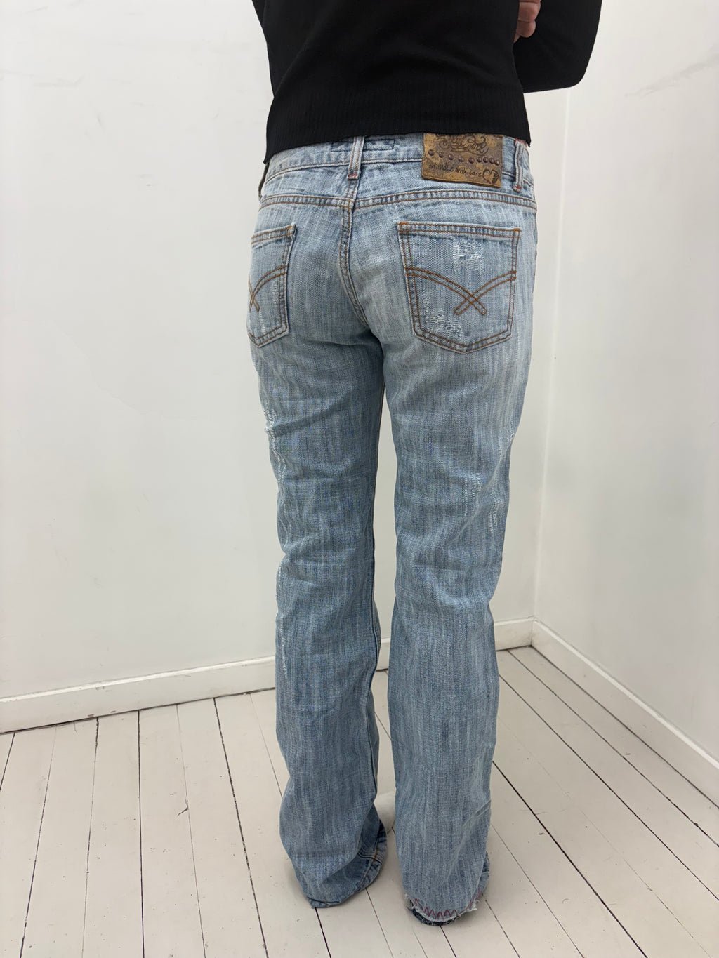 Low-Rise Washed Bootcut Y2K Jeans