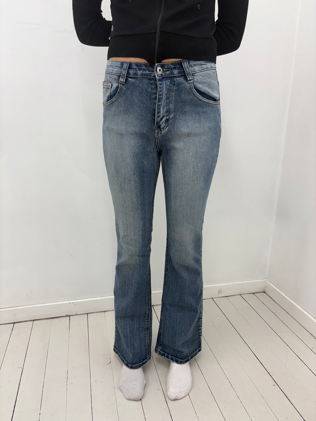 Mid-Wash Bootcut Y2K Jeans