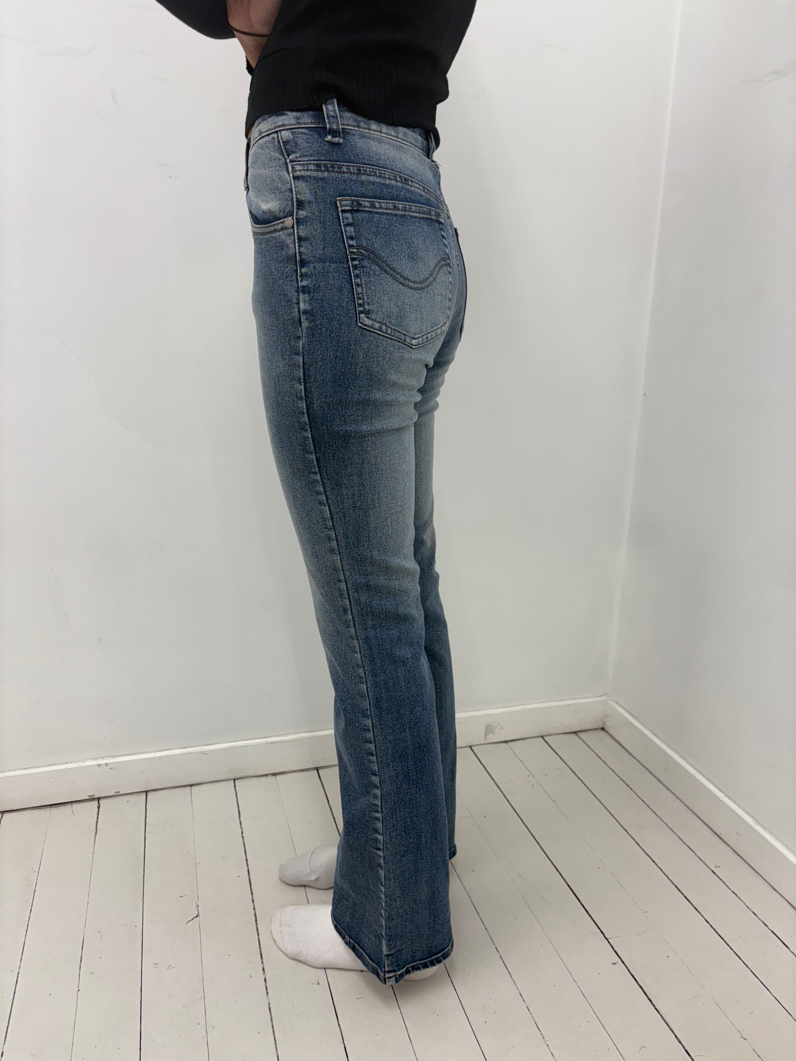 Mid-Wash Bootcut Y2K Jeans