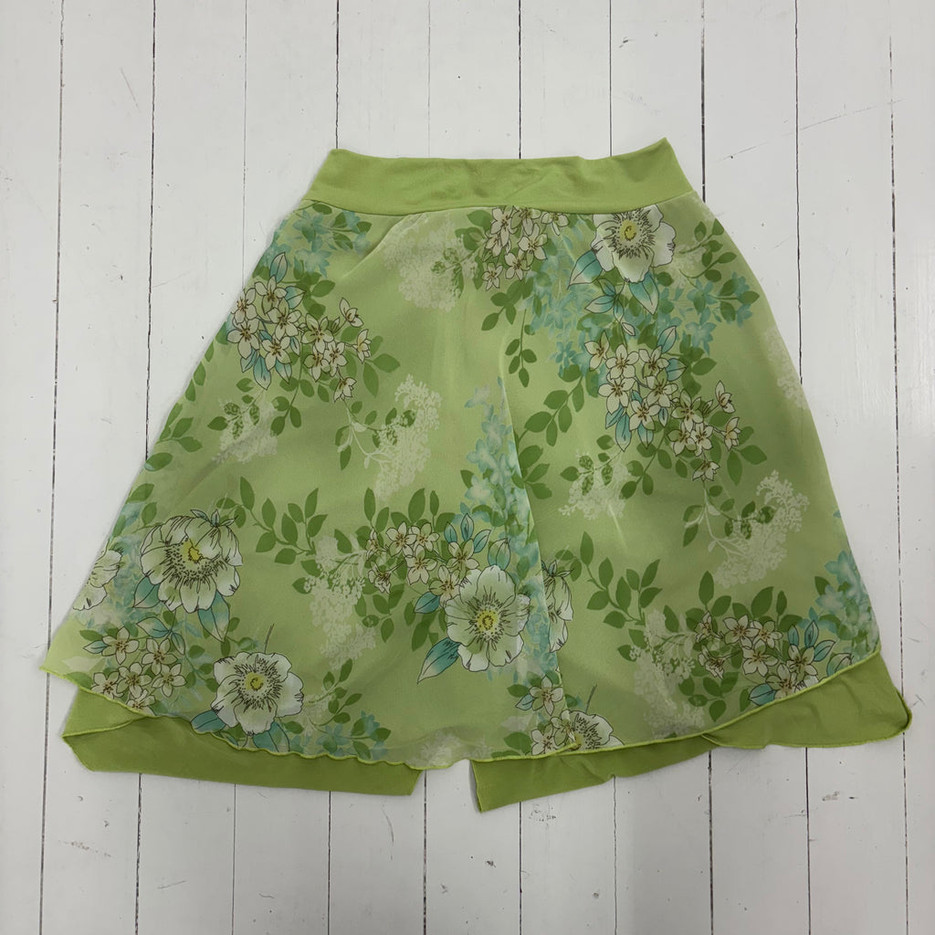 Y2K Green Floral Asymmetrical Skirt