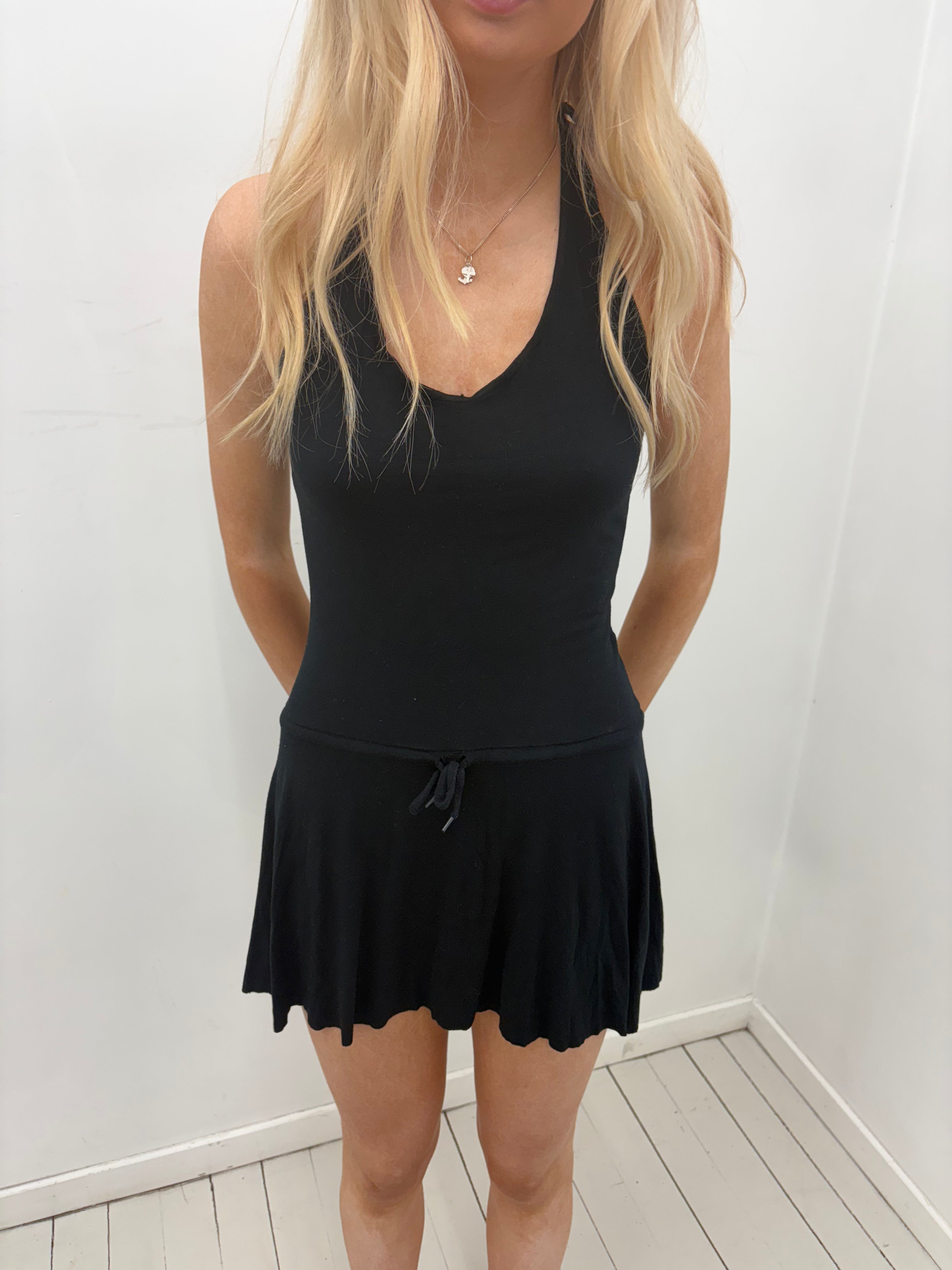 Black Halter Mini Y2K Dress
