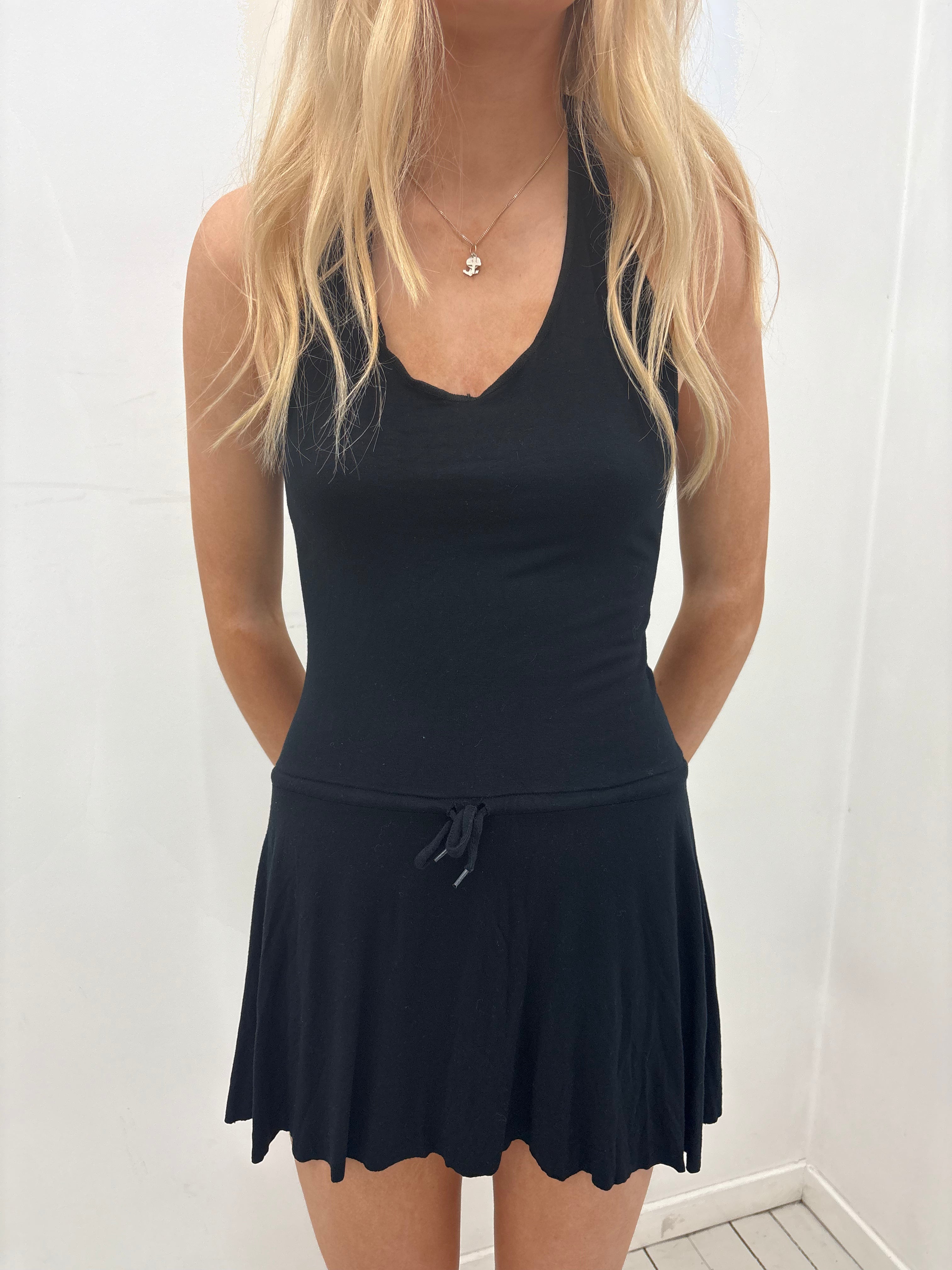 Black Halter Mini Y2K Dress