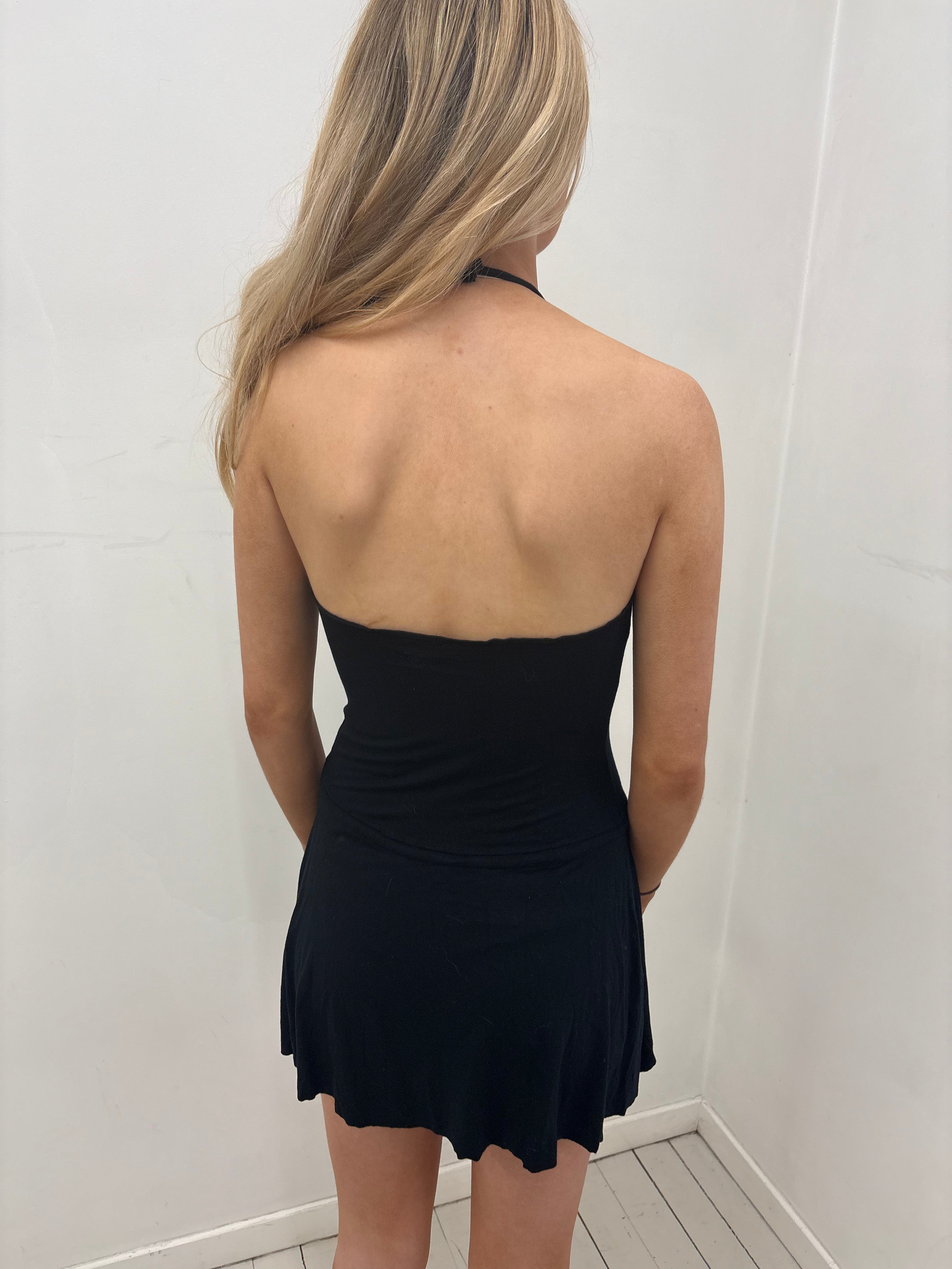 Black Halter Mini Y2K Dress