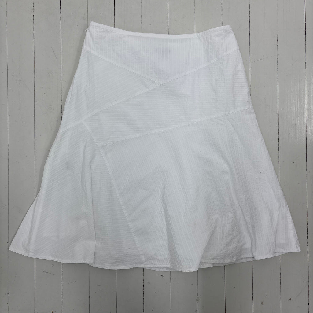 White Panelled A-Line Skirt