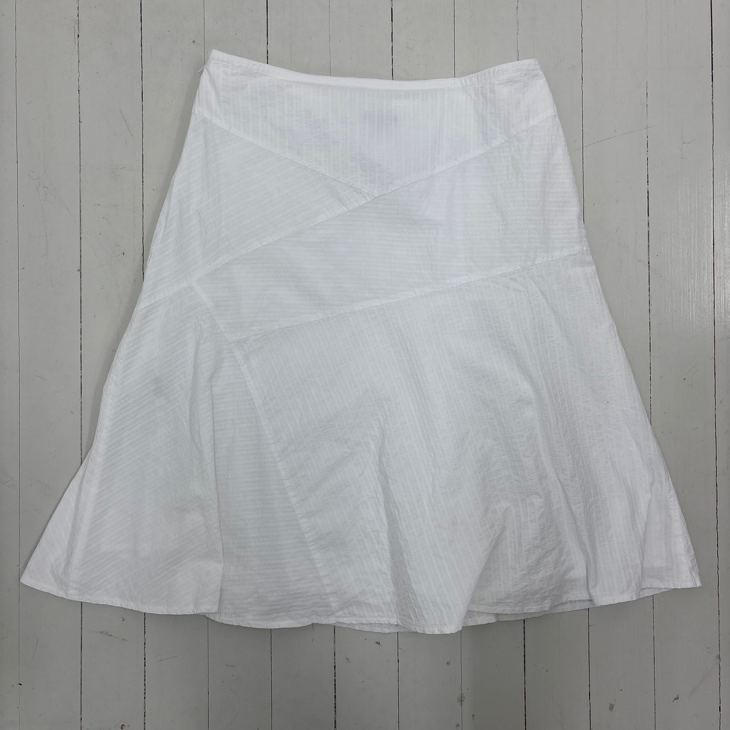 White Panelled A-Line Skirt