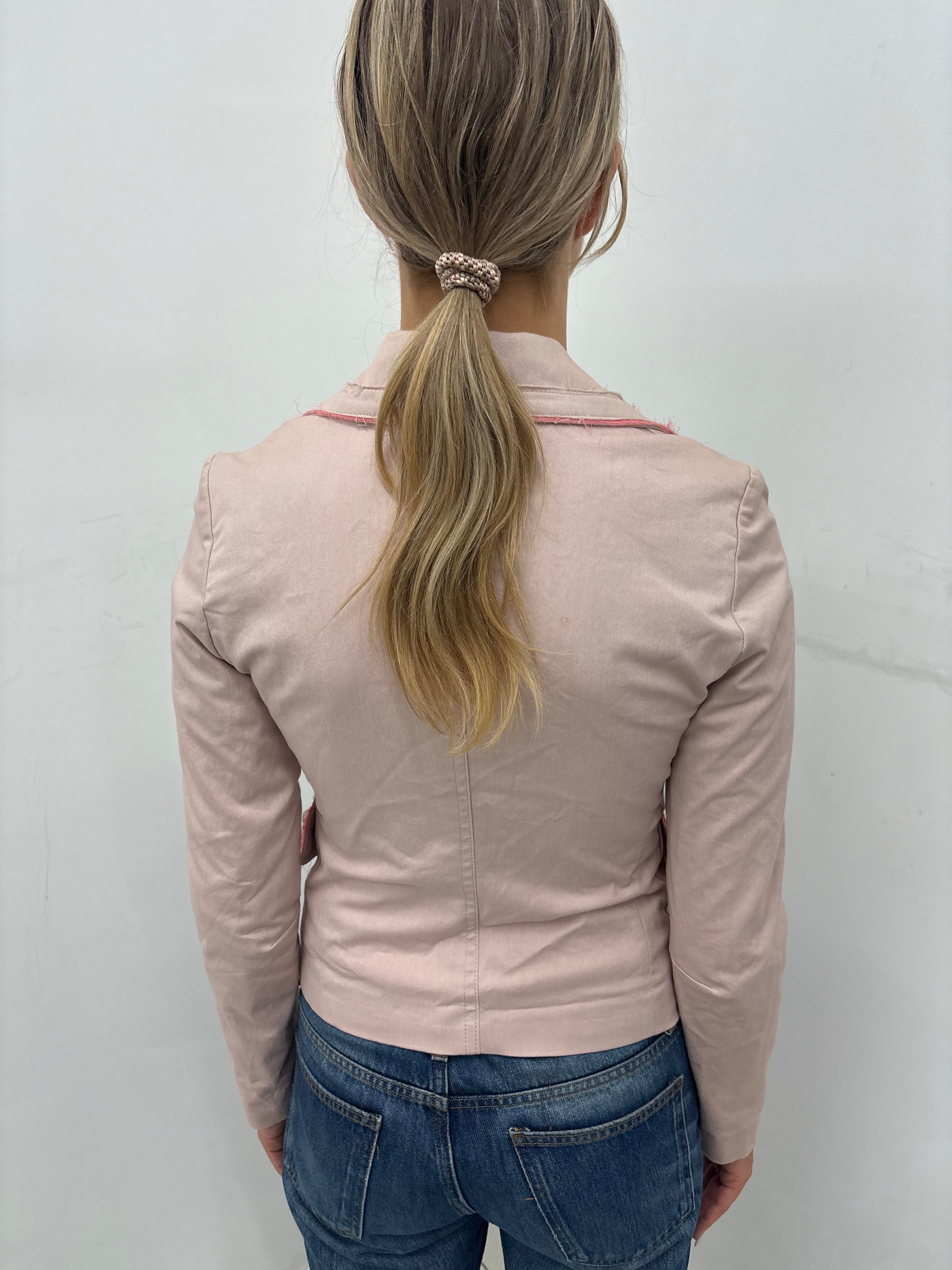 Blush Pink Tailored Jacket with Raw Edge Details