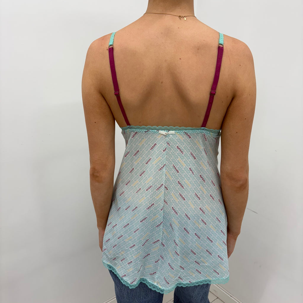 Victoria's Secret Logo Slip Dress/long camisole with Lace Trim