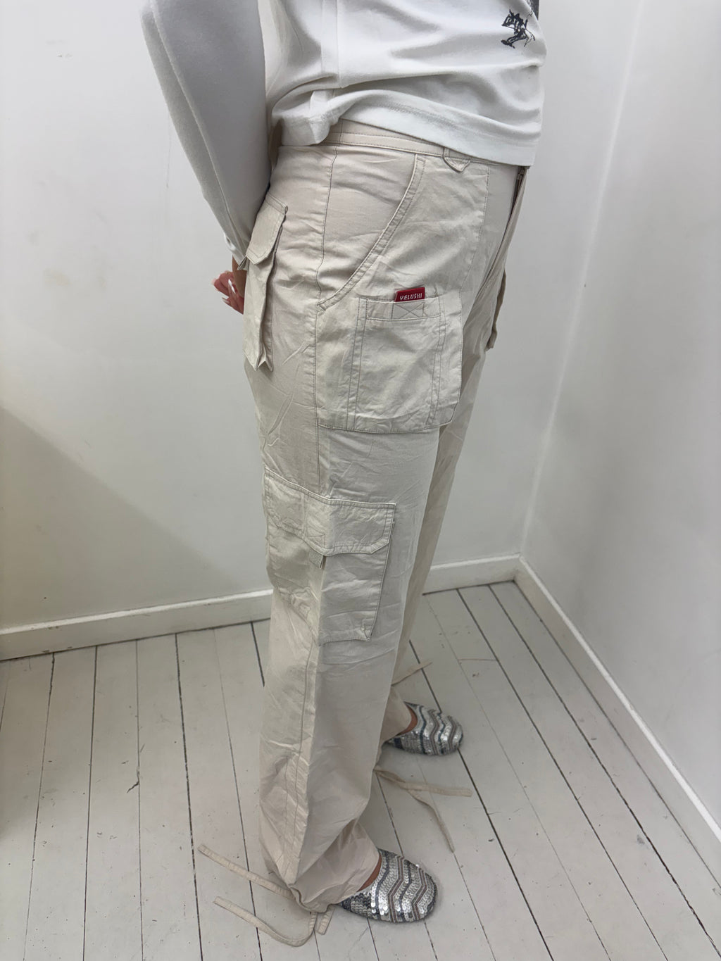 Beige Cargo Pants with Multiple Pockets