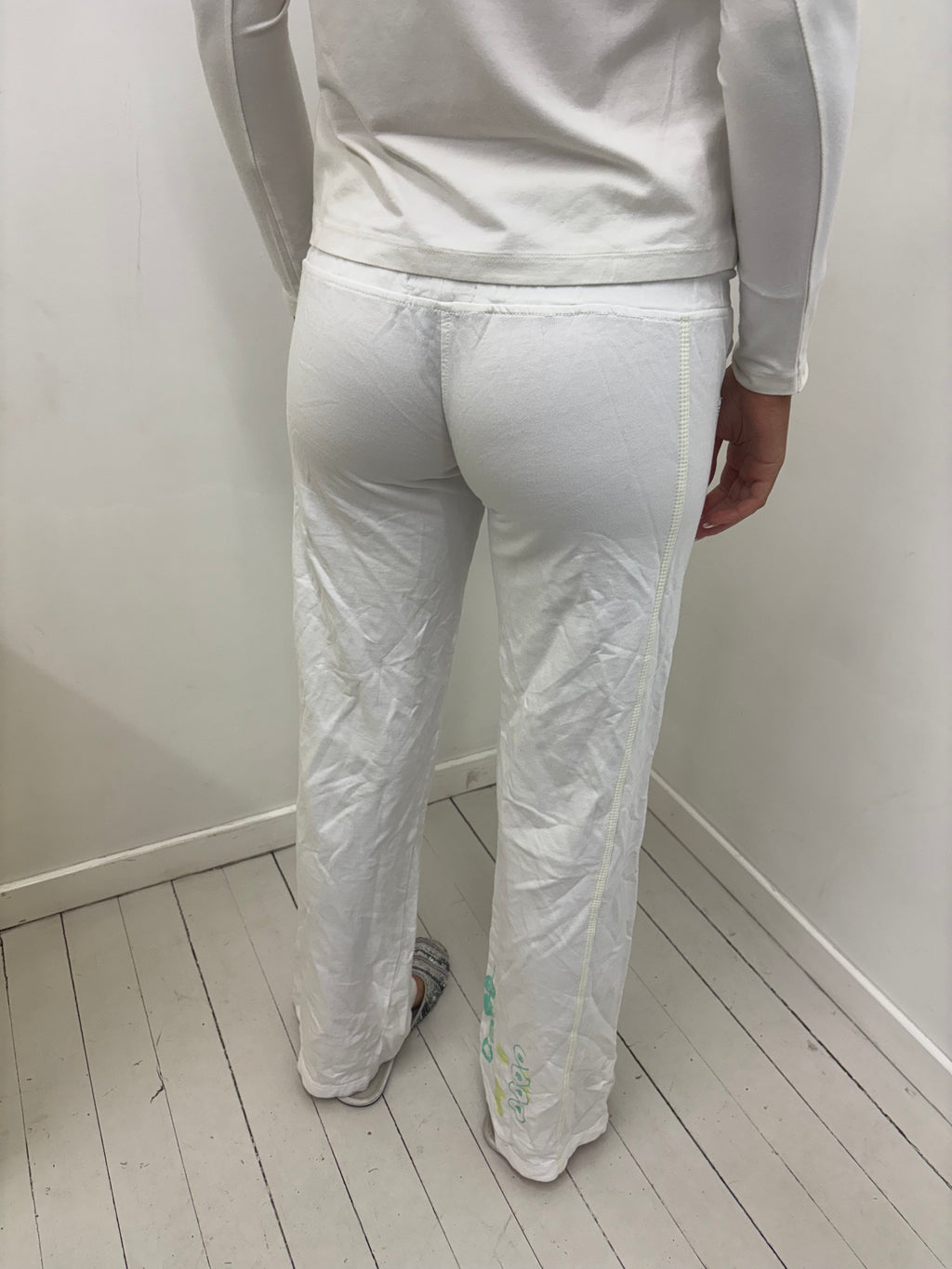 White Studded Drawstring Sweatpants