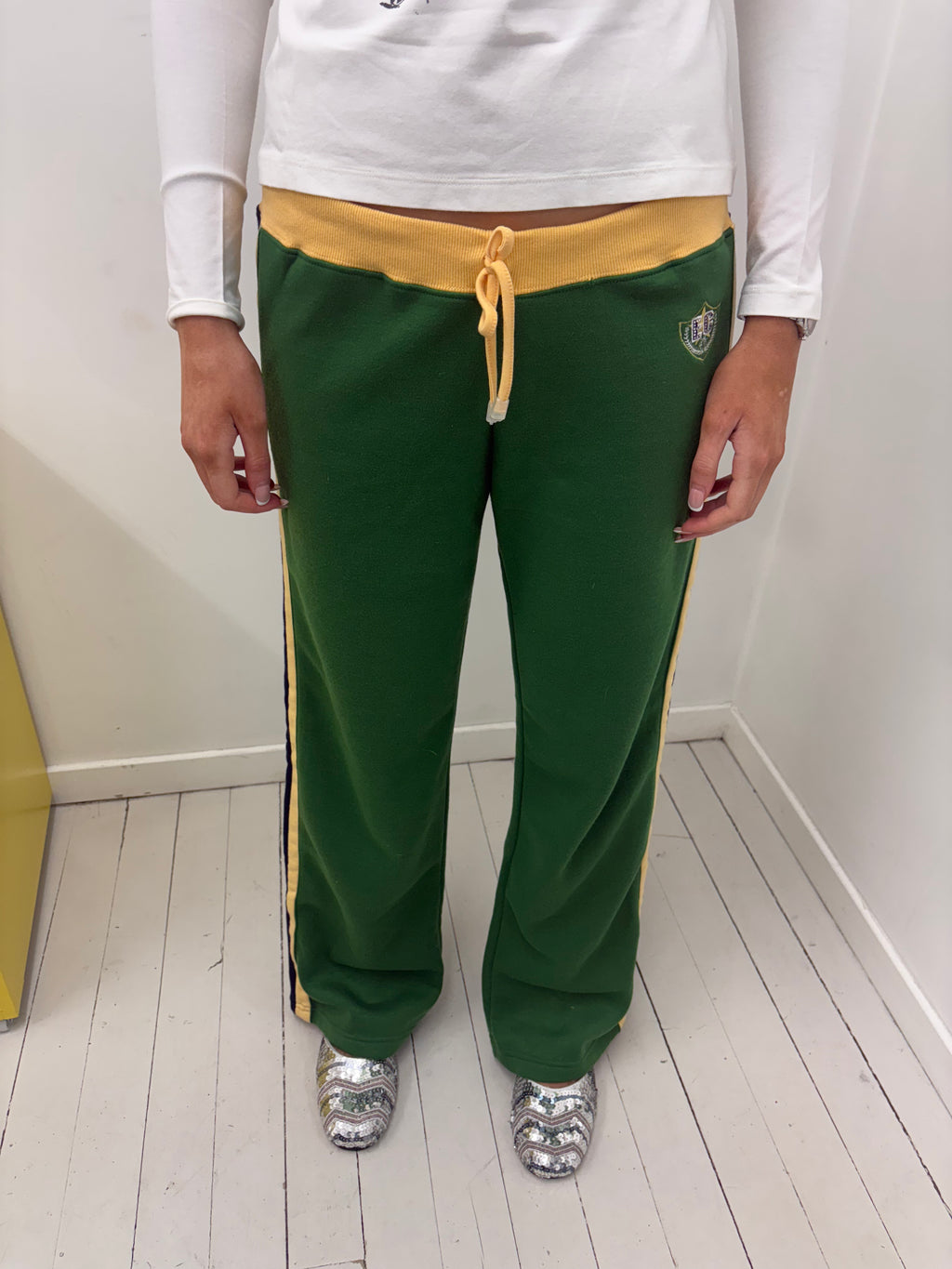 Green Varsity Sweatpants with Crest Logo
