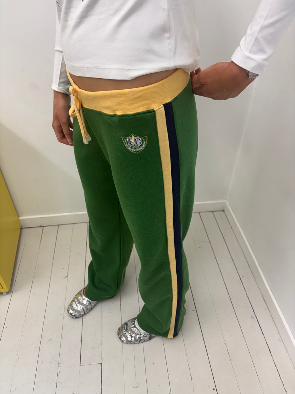 Green Varsity Sweatpants with Crest Logo