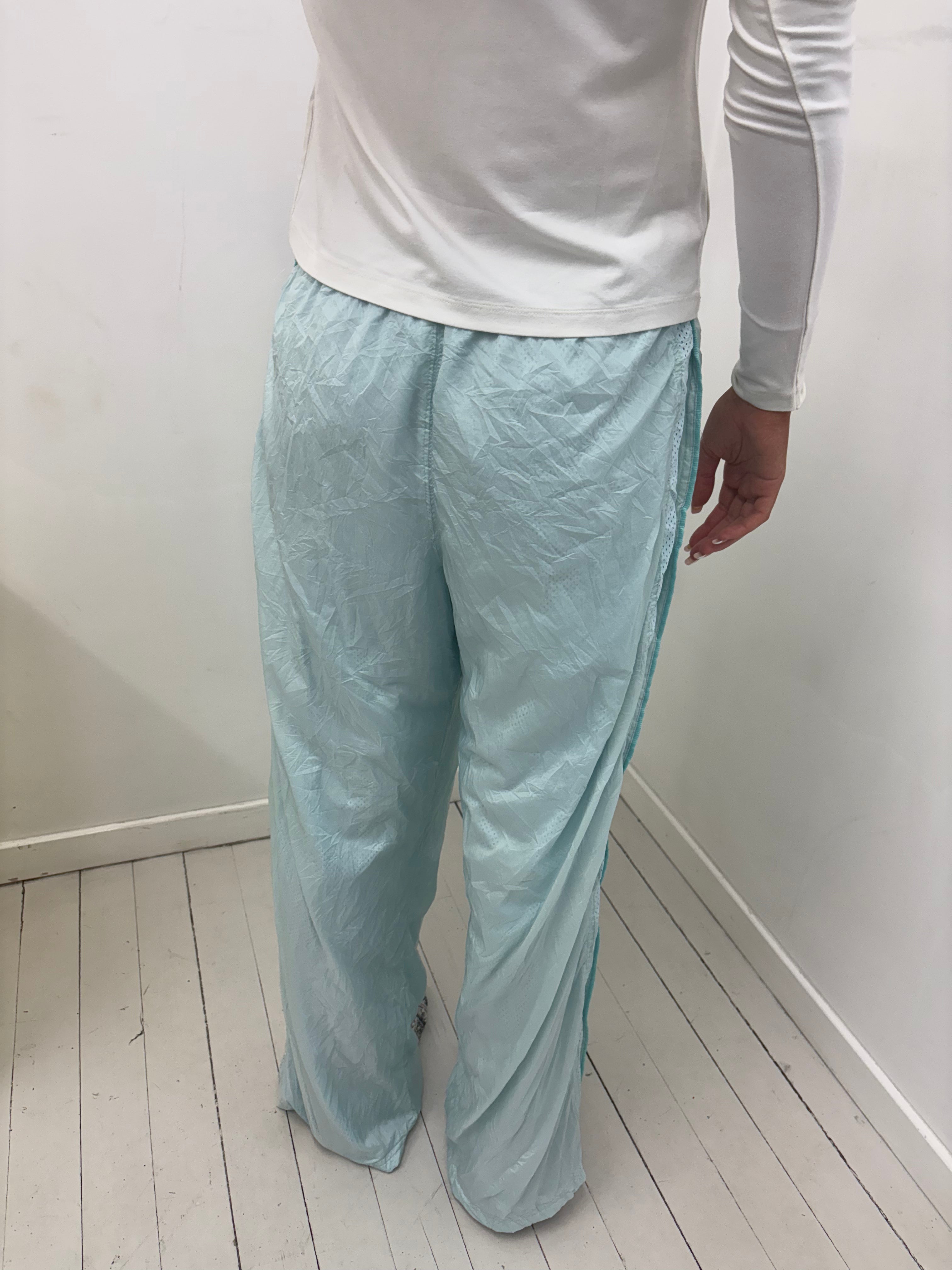 Mint Crinkled Nylon Track Pants