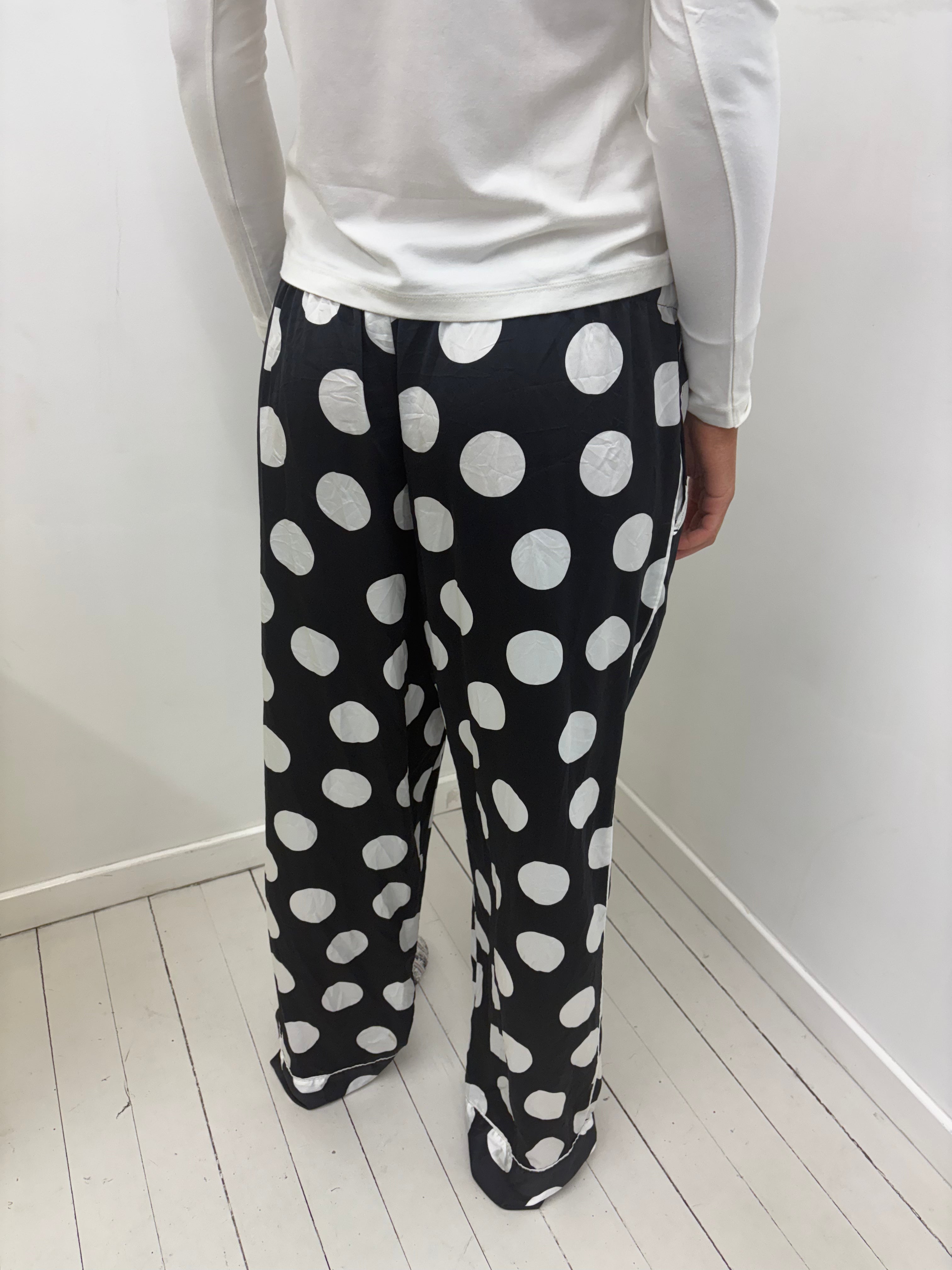 Victoria's Secret Black Oversized Polka Dot Satin Pants Y2K