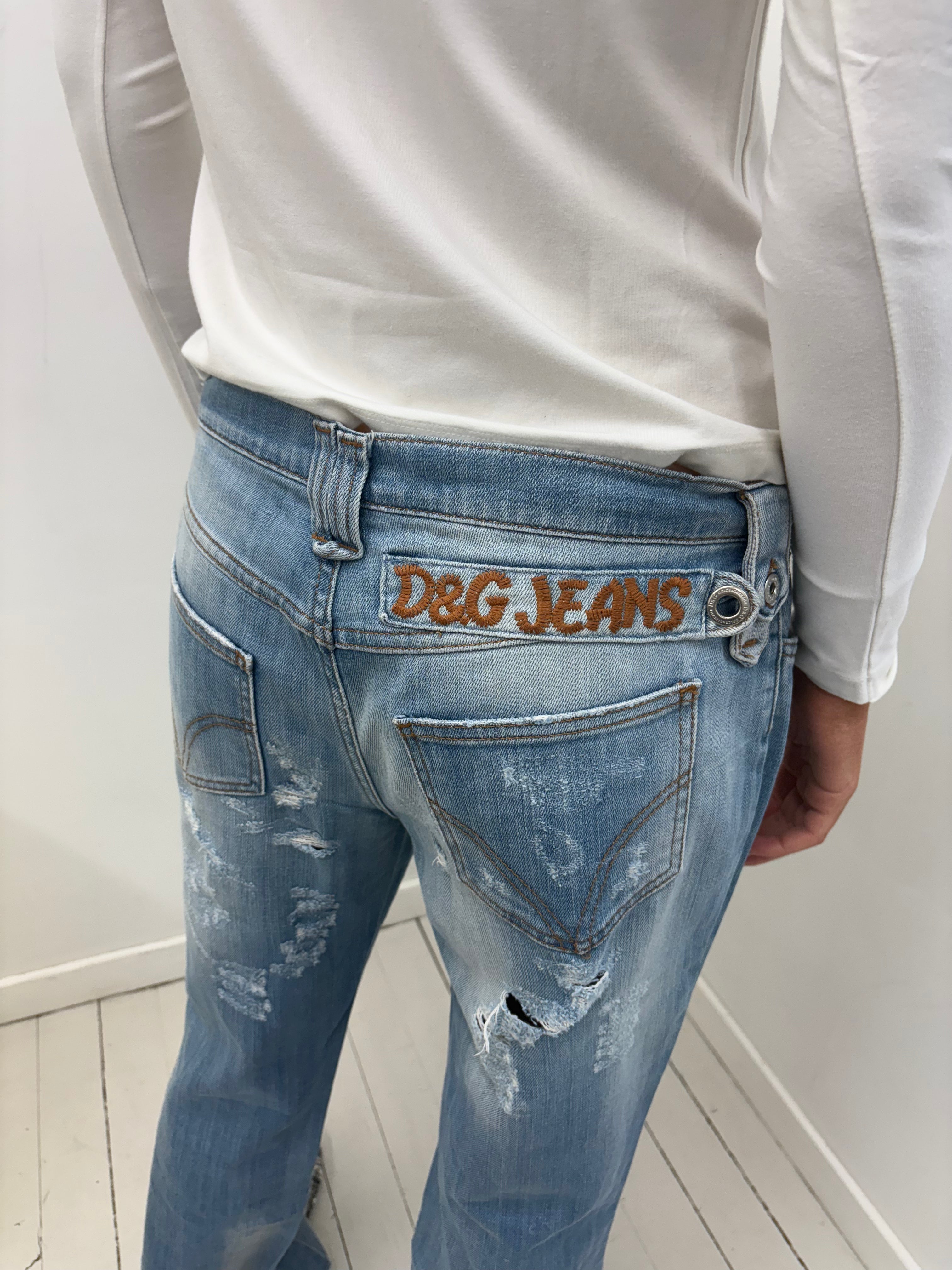 Vintage D&G Jeans Low-Rise Distressed Flare Jeans Y2K