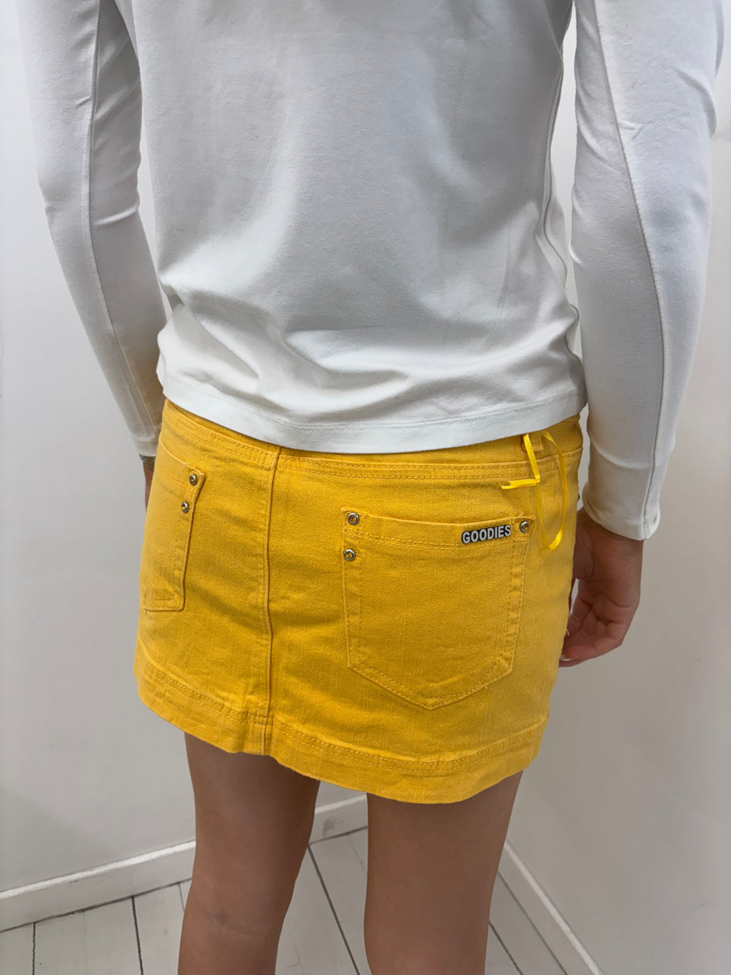 Mustard Yellow Denim Mini Skirt with Pockets