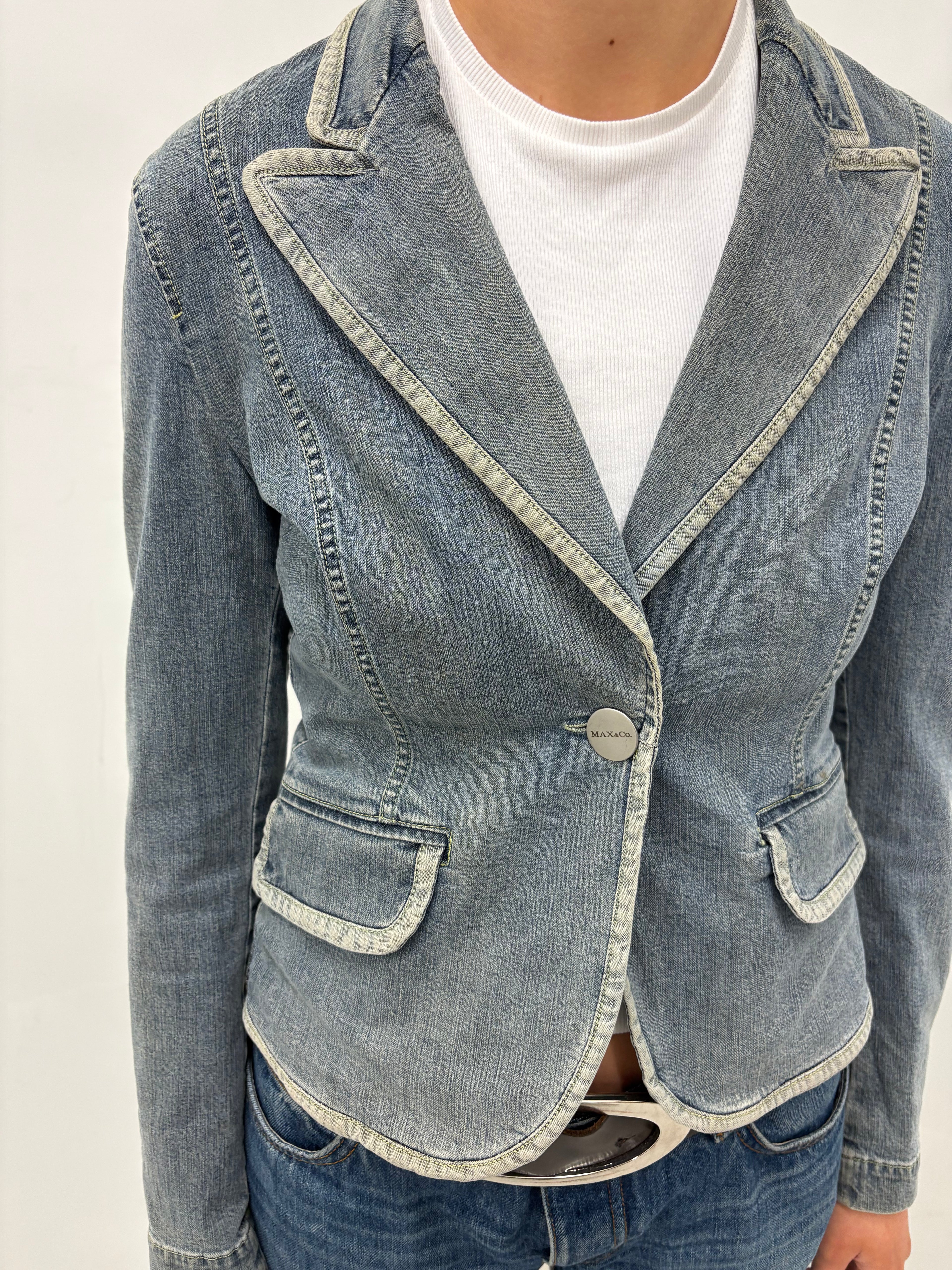 Light Wash Denim Blazer Jacket