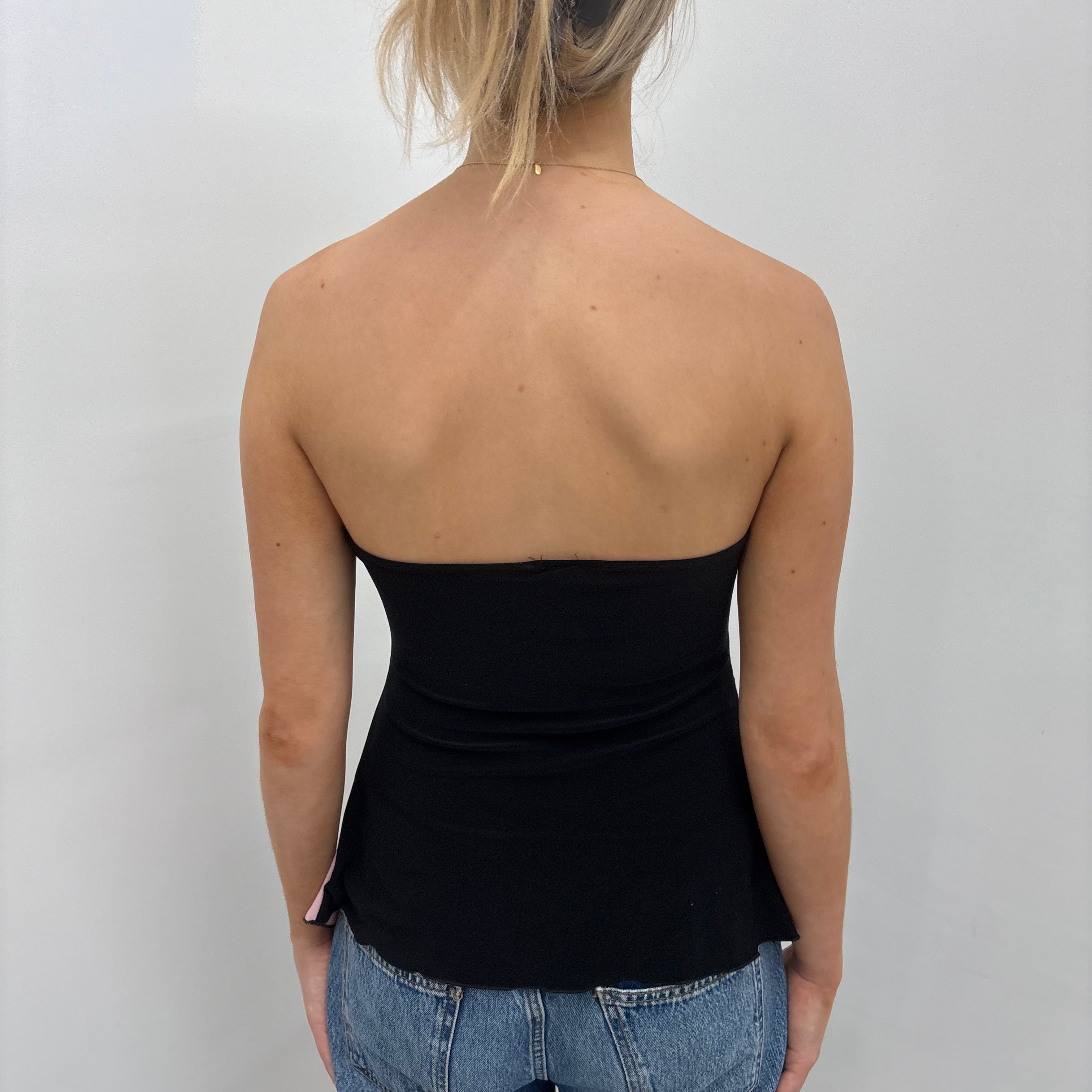 Black & Pink Colorblock Tube Top