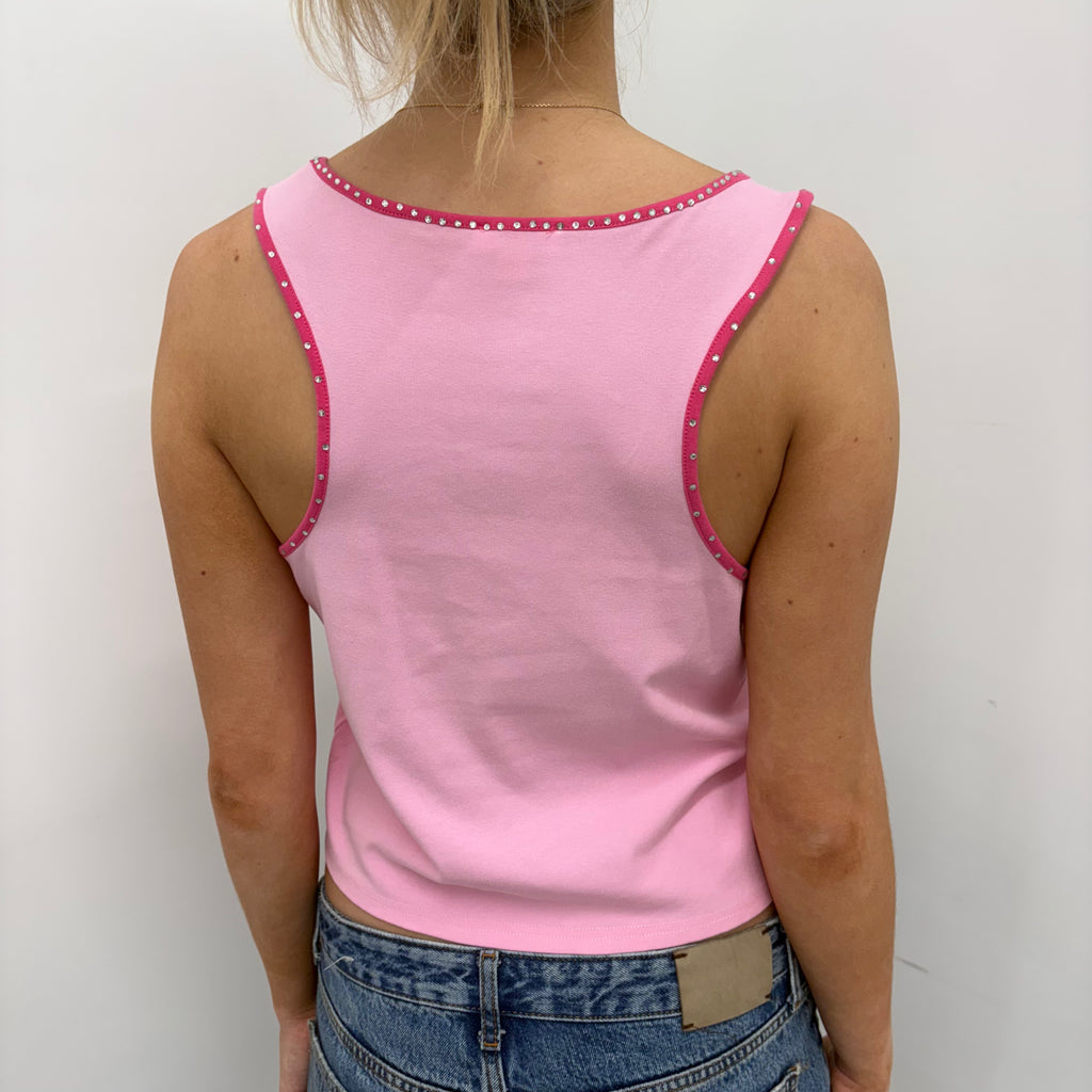 Pink Butterfly Rhinestone Tank Top
