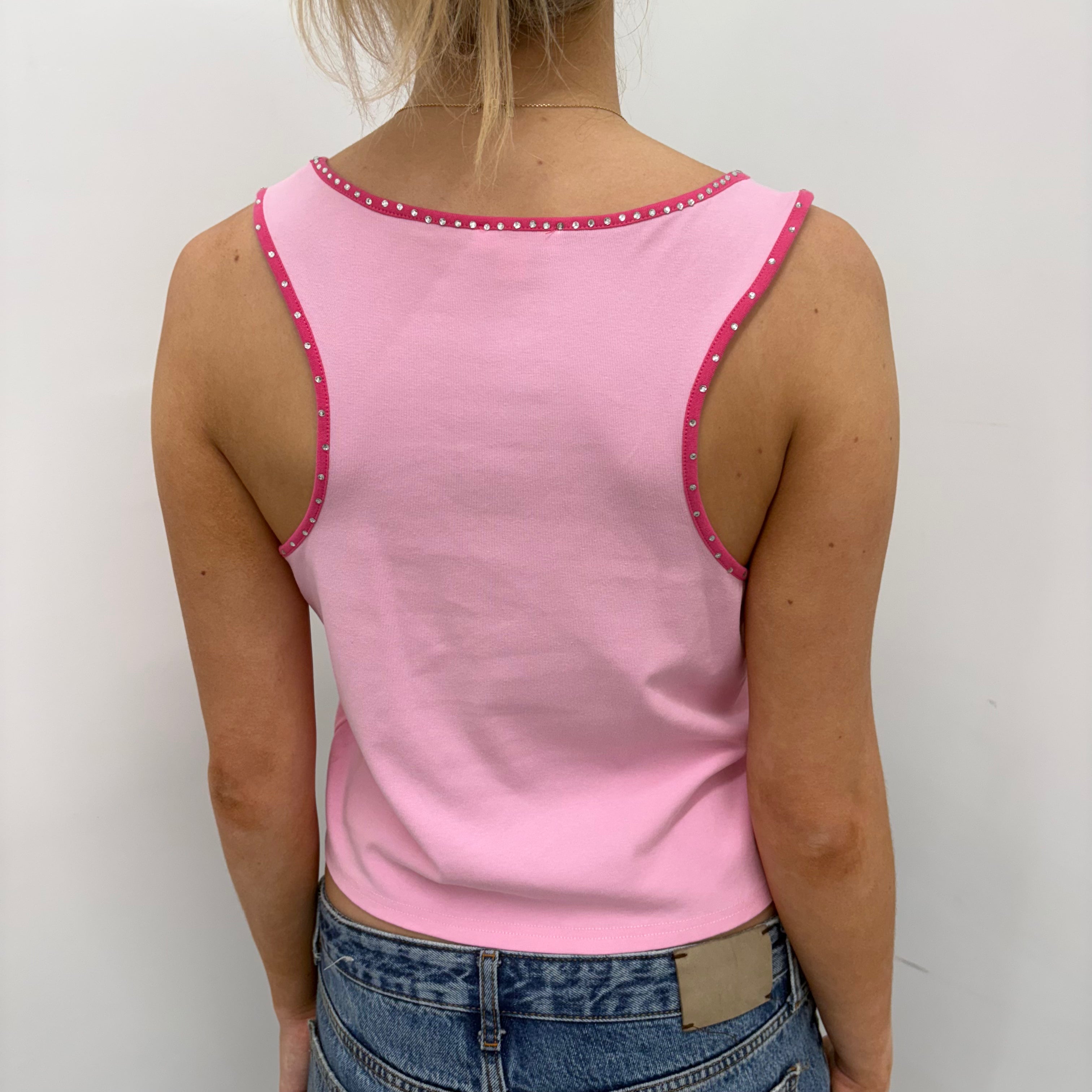 Pink Butterfly Rhinestone Tank Top