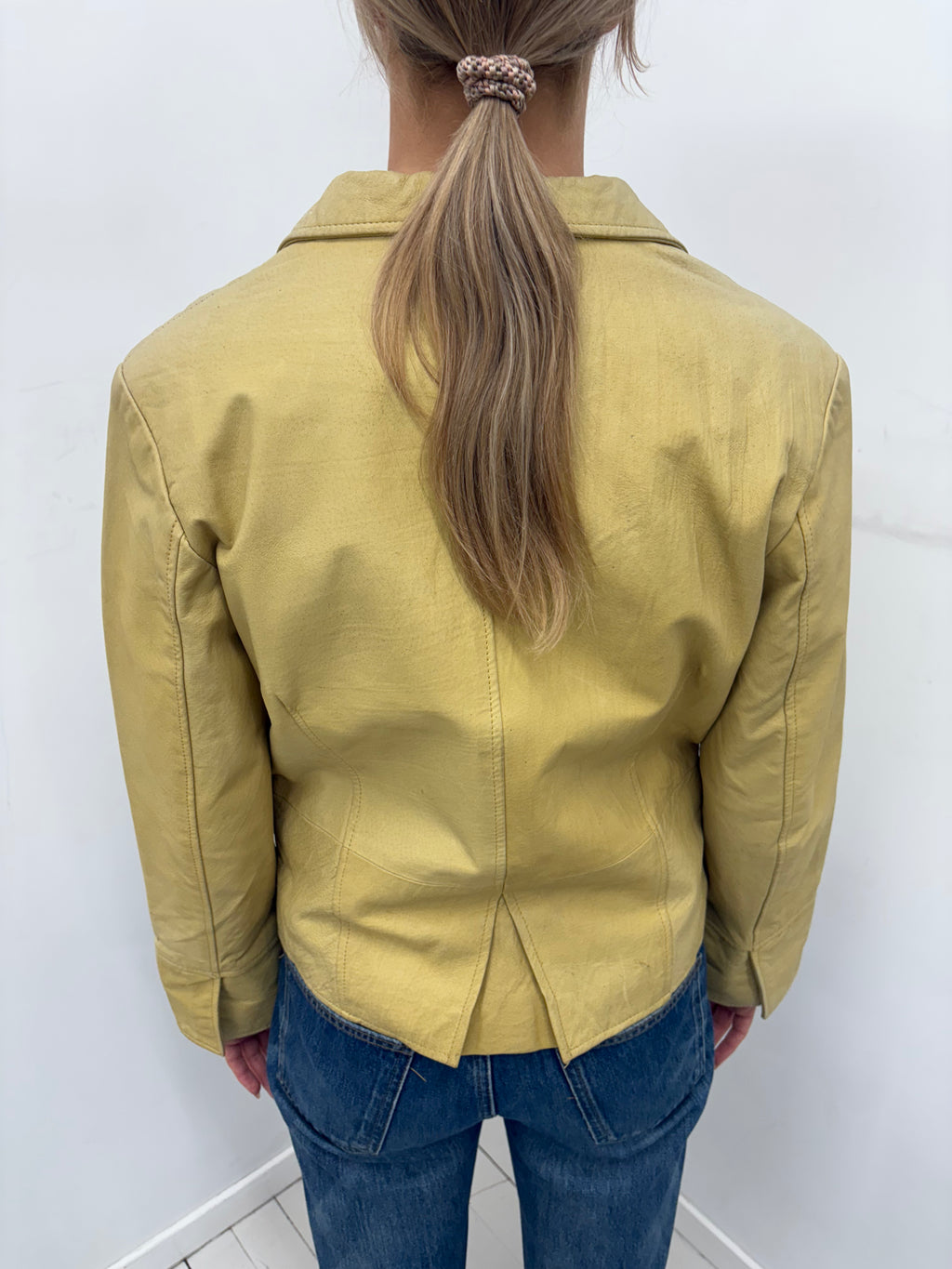 Yellow Leather Blazer Jacket