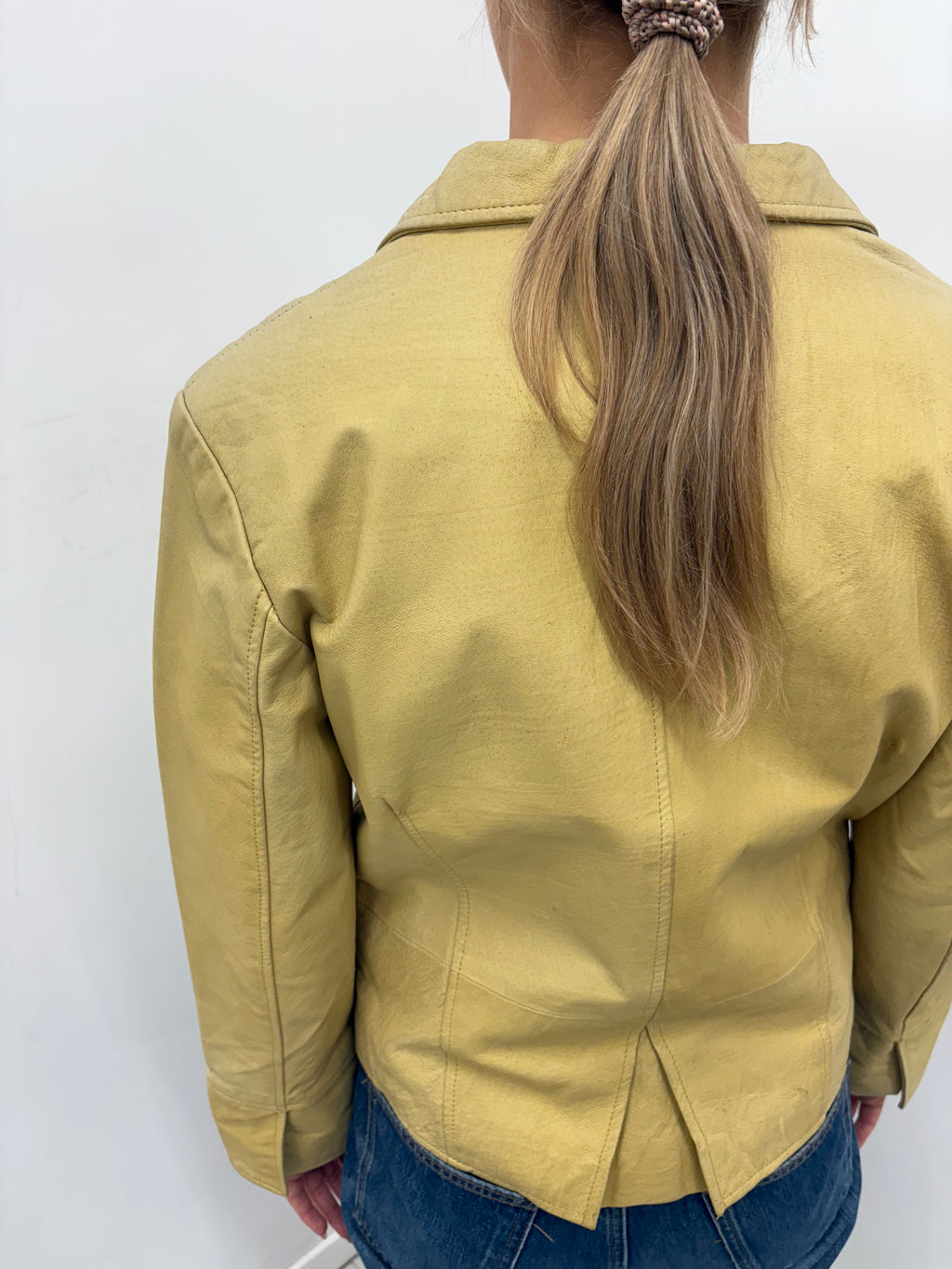 Yellow Leather Blazer Jacket