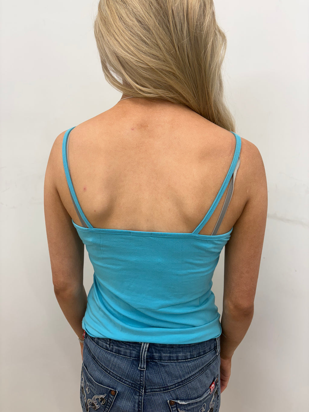 Turquoise Cami Tank with Sequin Script Detail