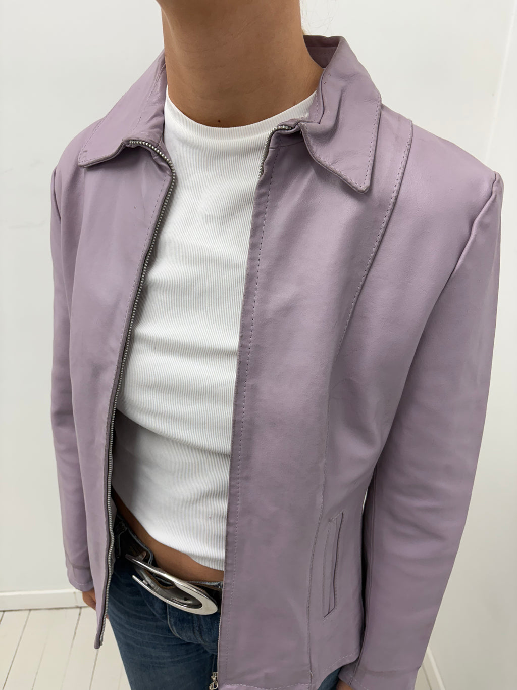 Pastel Purple Leather Jacket