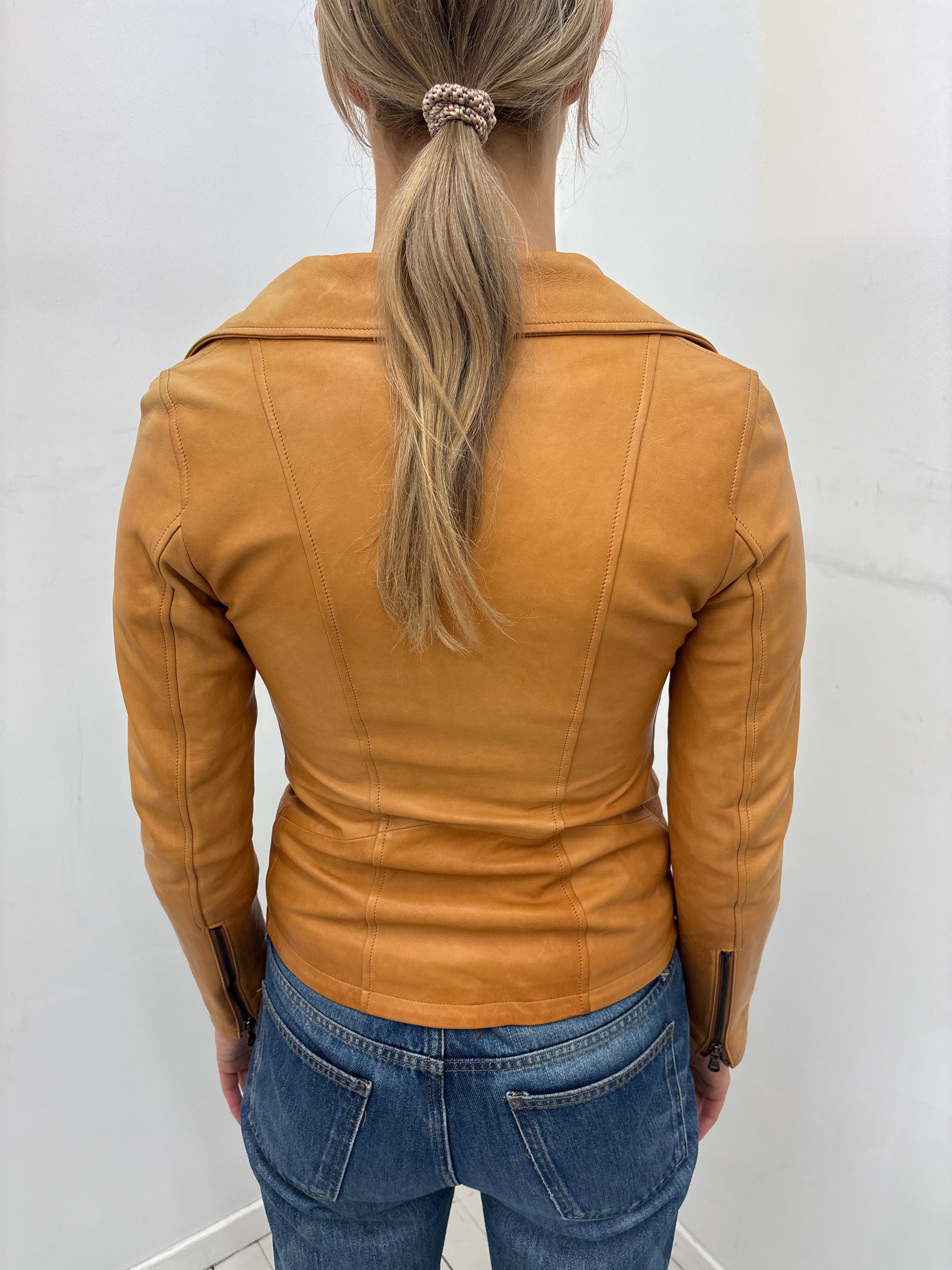 Tan Leather Biker Jacket