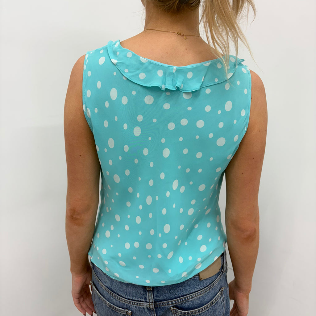 Blue Polkadot Sleeveless Blouse