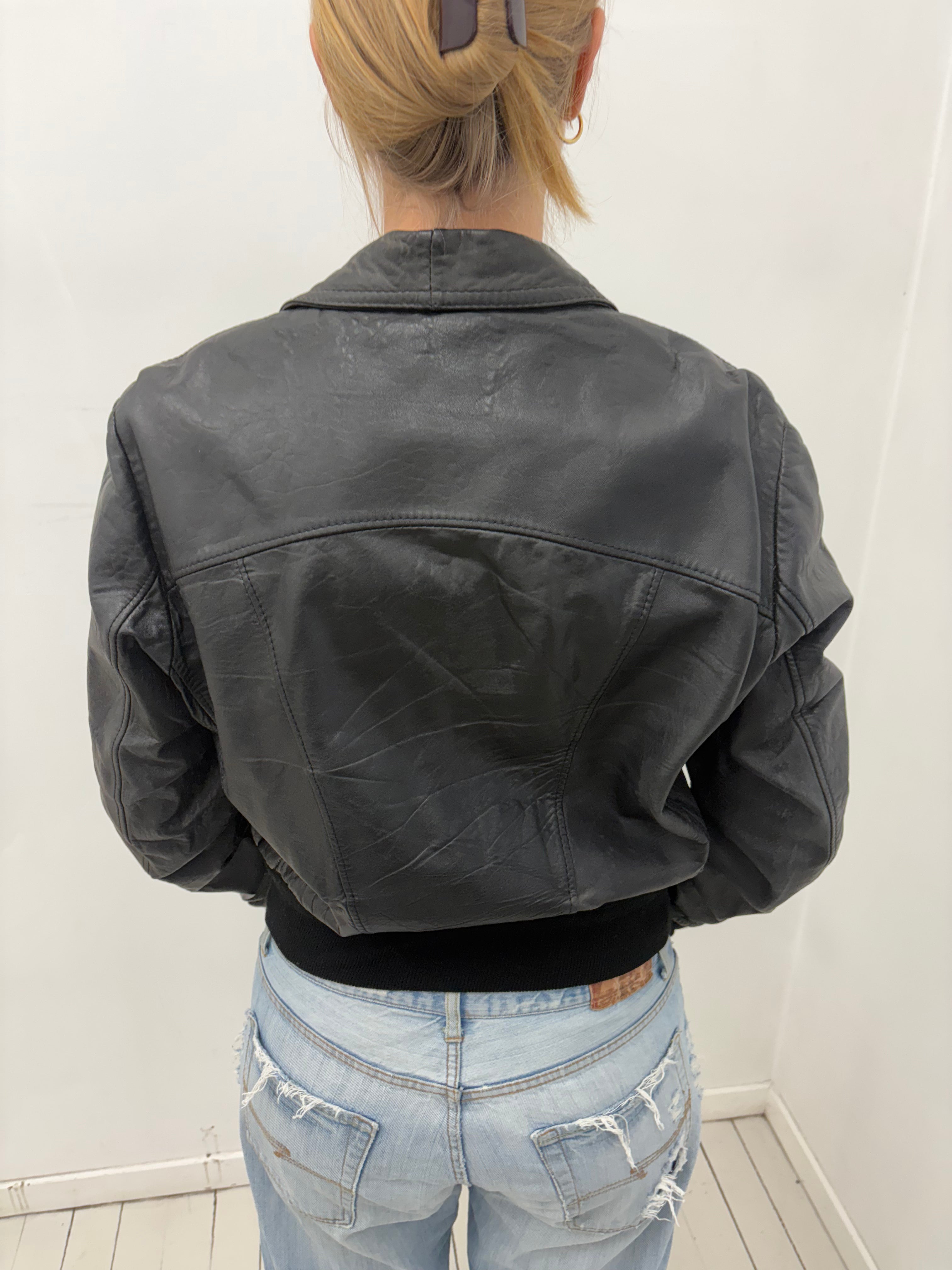 Black Leather Bomber Jacket